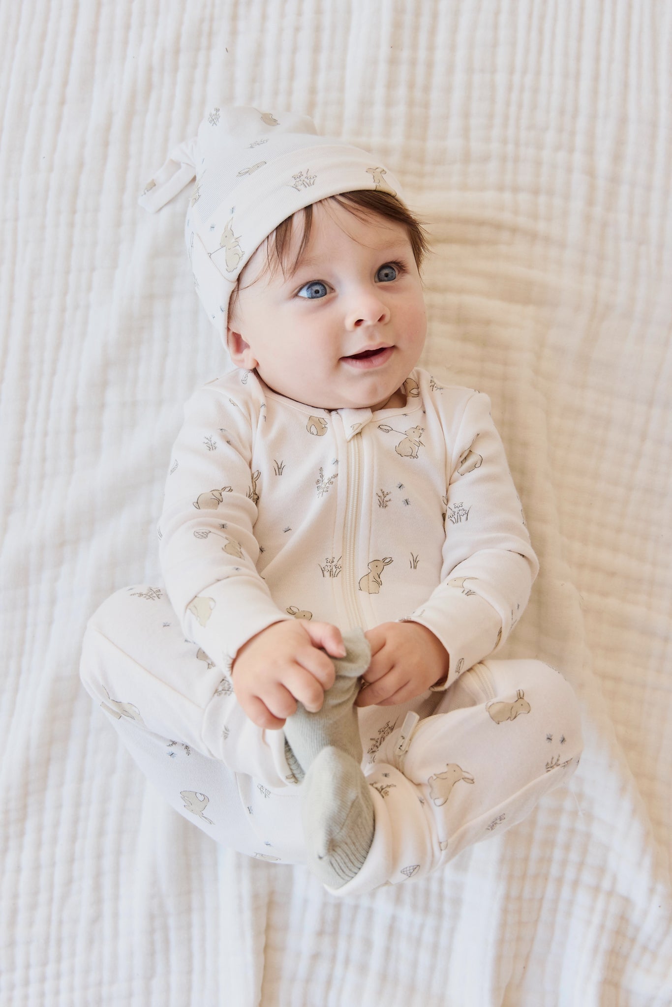 Organic Cotton Reese Zip Onepiece - Lapin Jardin