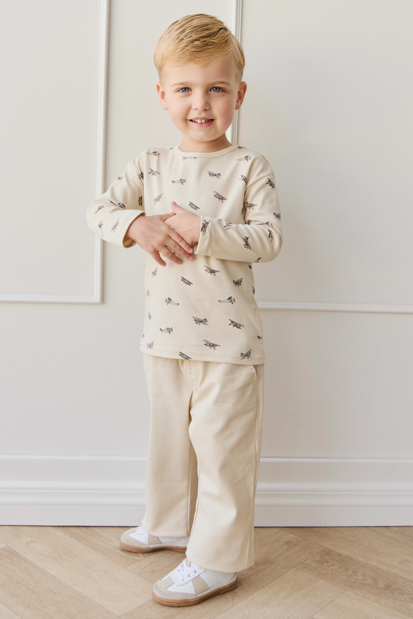 Pima Cotton Arnold Long Sleeve Top - Avion Oat