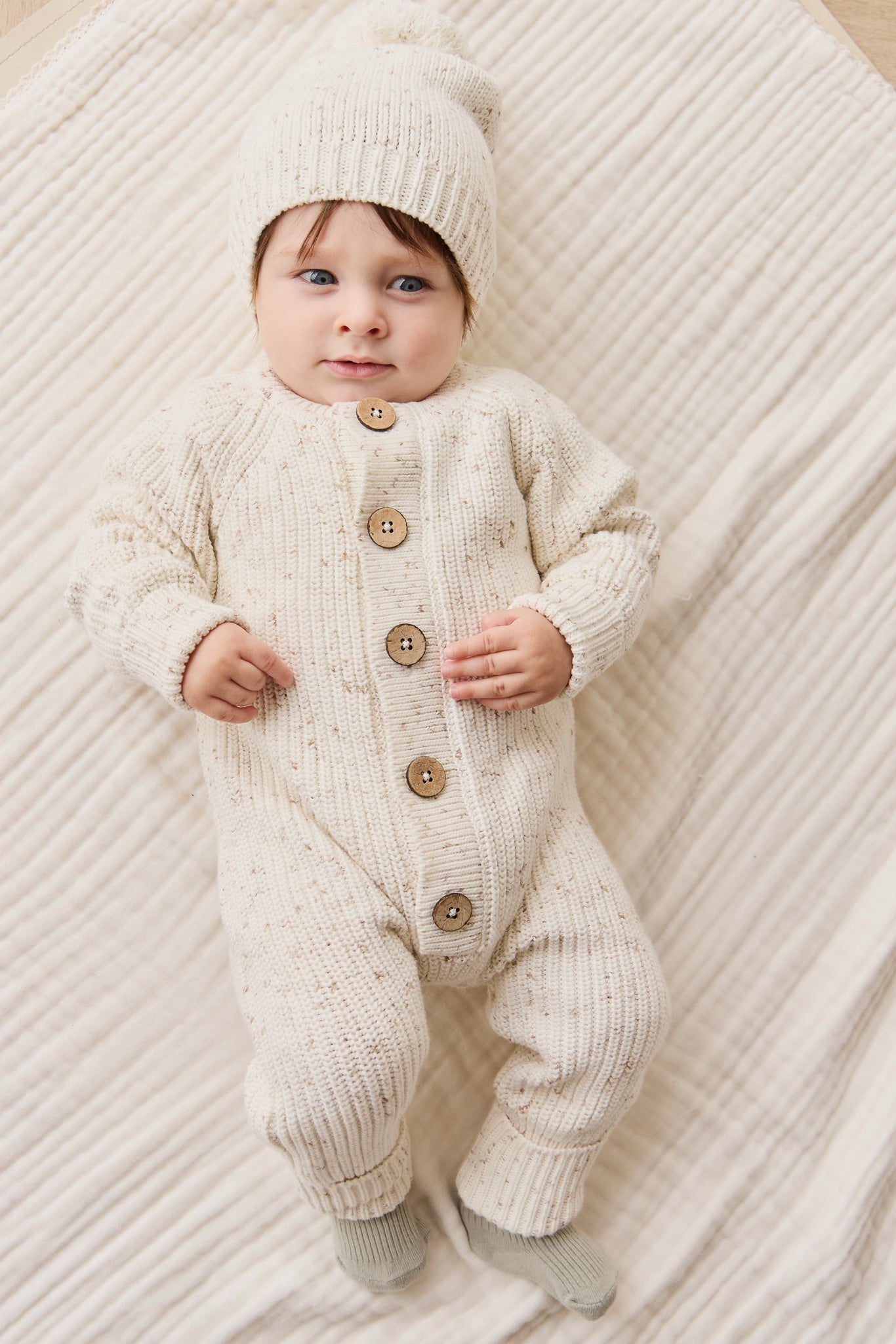 Alfie Knitted Onepiece - Oatmeal Hay Fleck