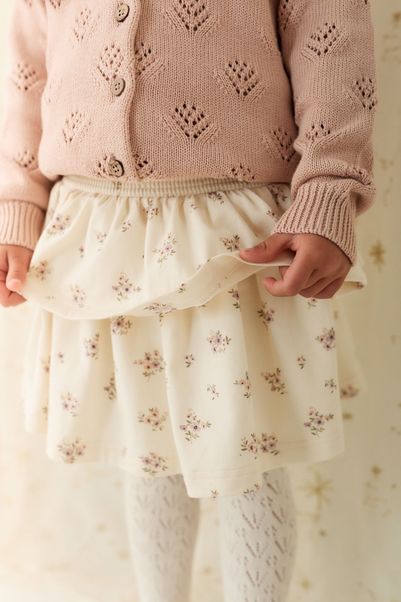 Organic Cotton Ruby Skirt - Goldie Bouquet Egret