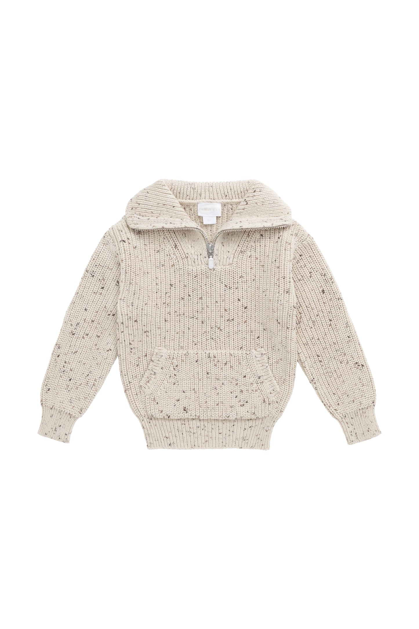 James Half Zip Jumper - Buff Fleck