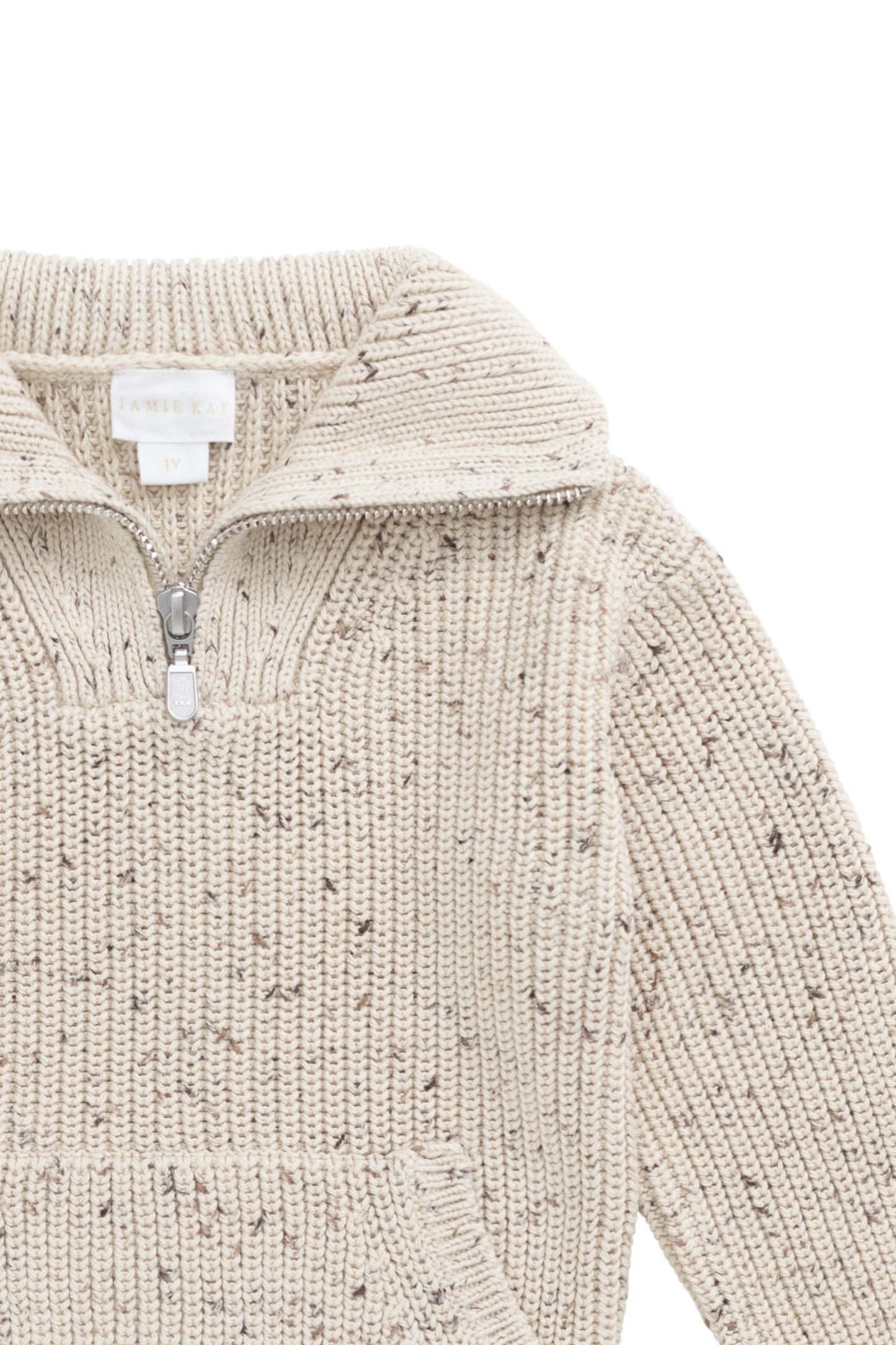 James Half Zip Jumper - Buff Fleck