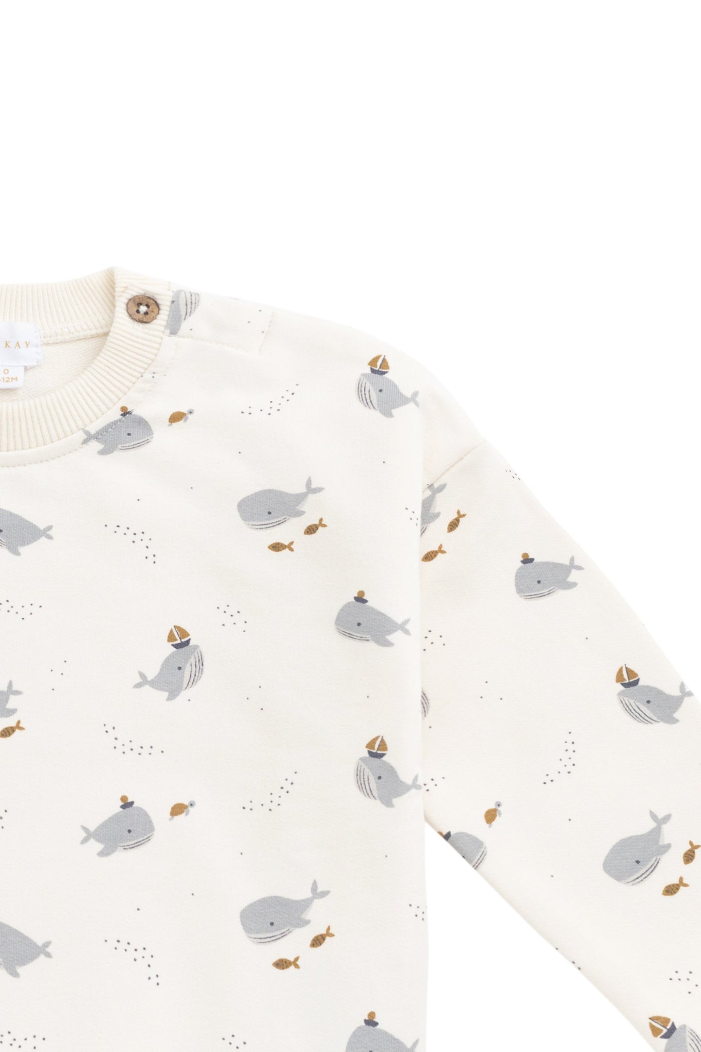 Organic Cotton Damien Sweatshirt - Cloud Whales
