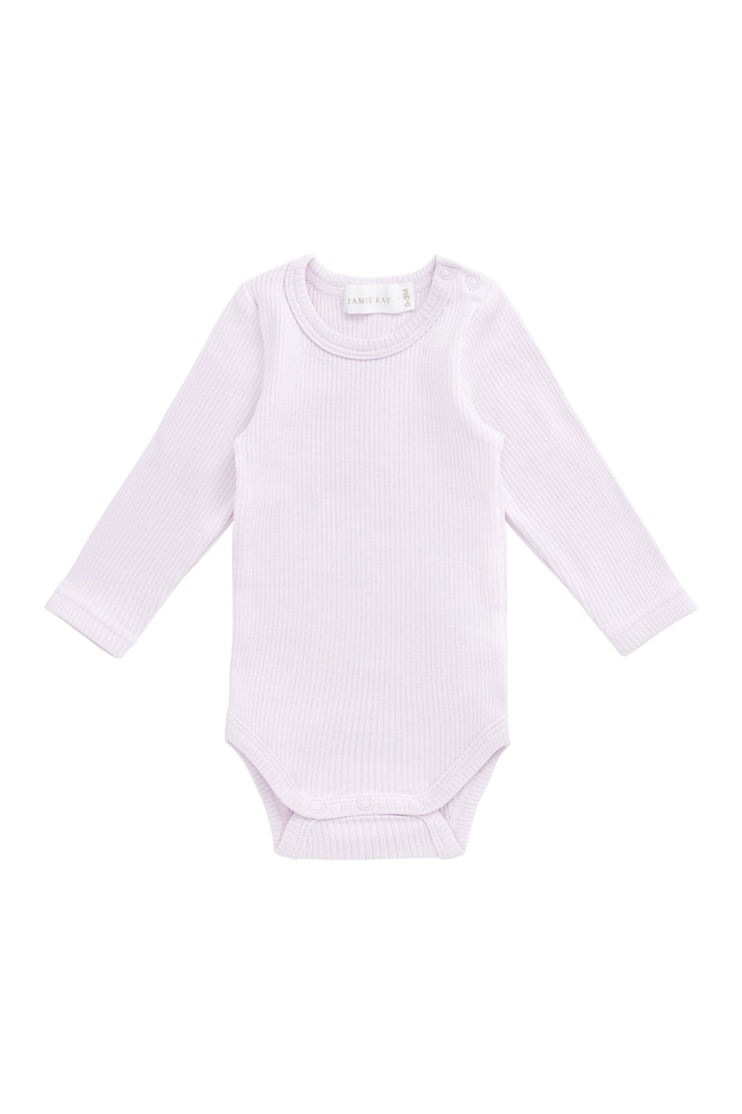 Organic Cotton Fine Rib Long Sleeve Bodysuit - Popsicle