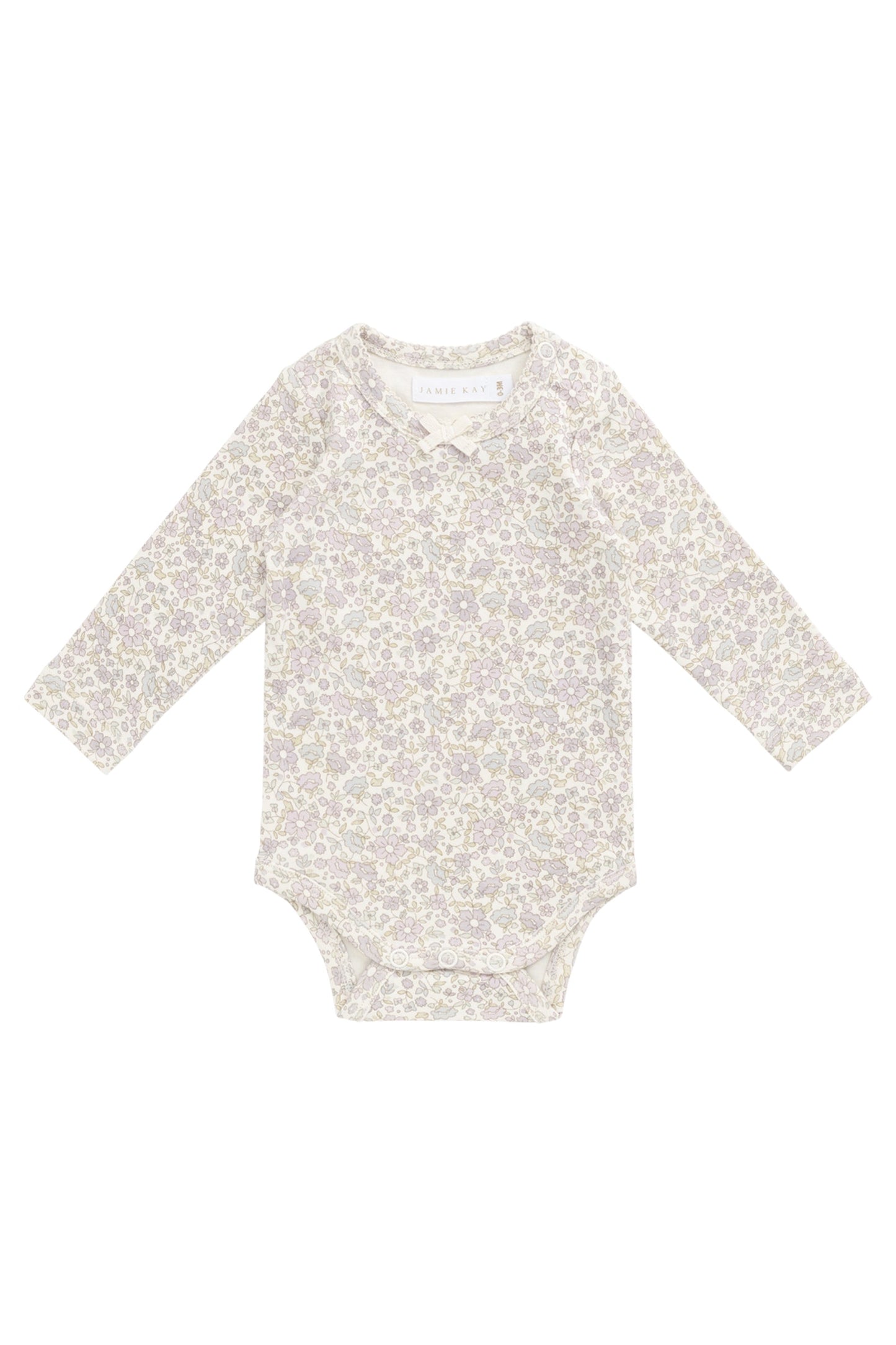 Organic Cotton Long Sleeve Bodysuit - Amelia Pastel