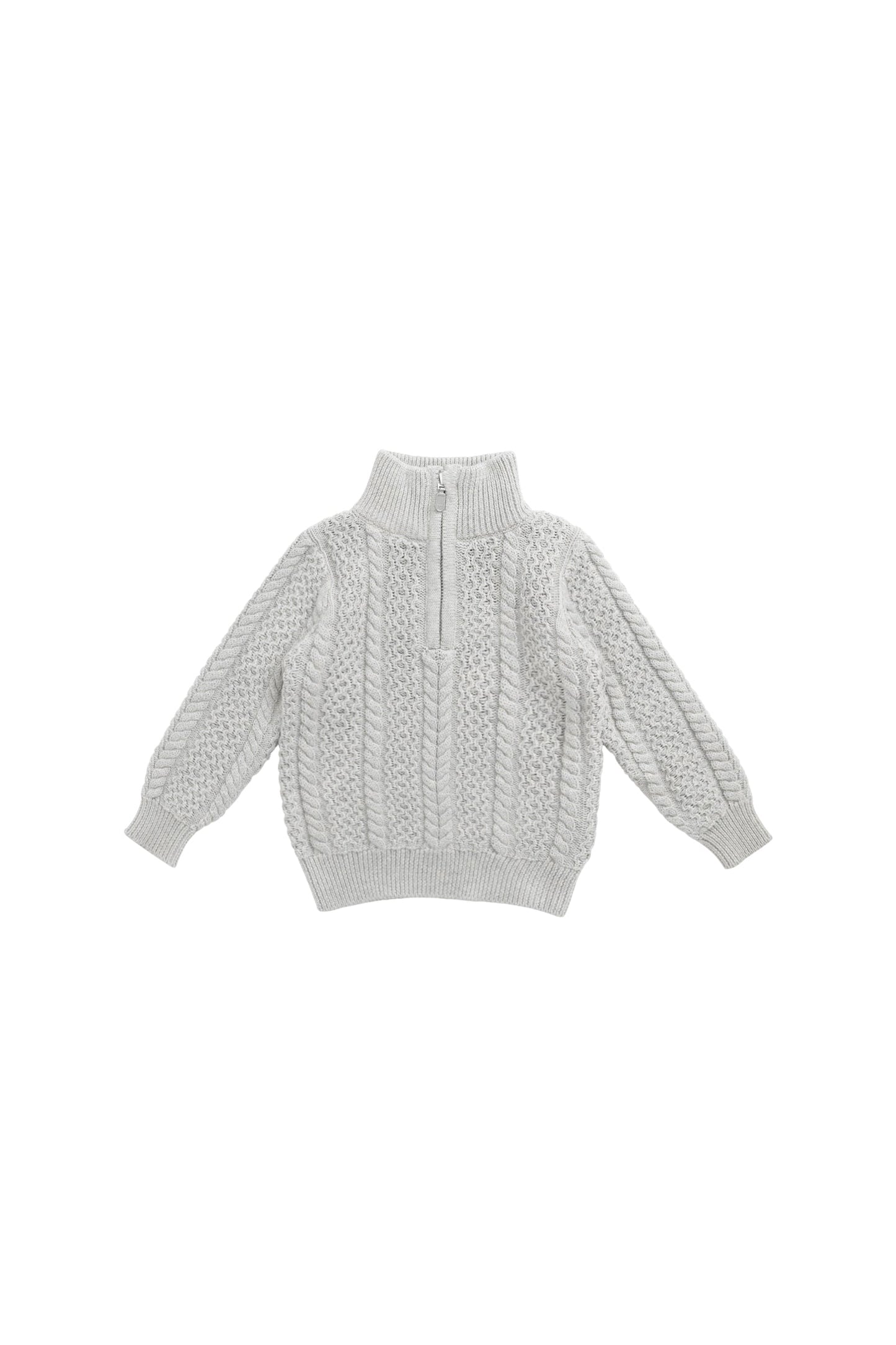 Clyde Half Zip Jumper - Light Grey Marle
