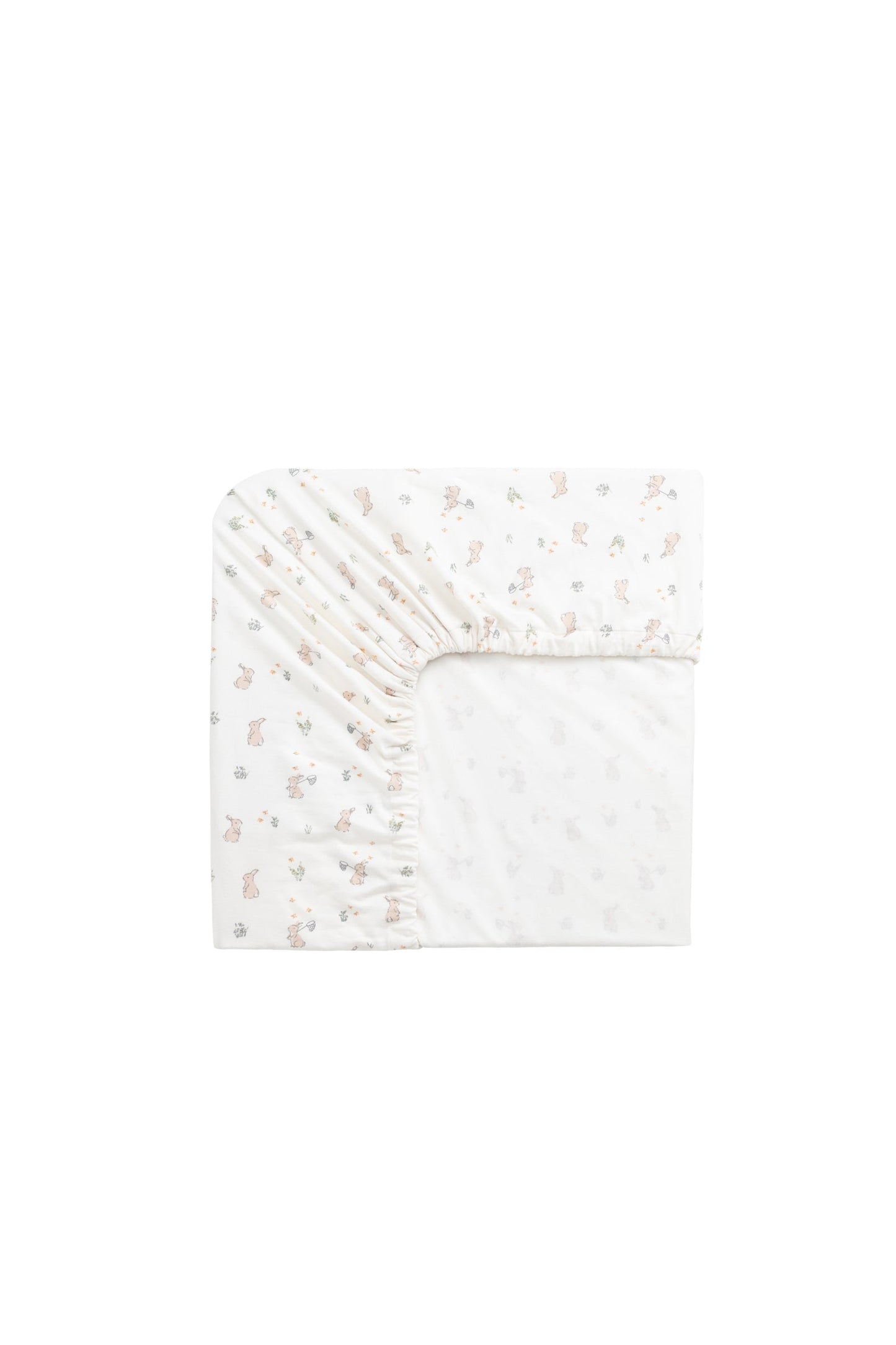 Organic Cotton Cot Sheet - Lapin Jardin Crisp