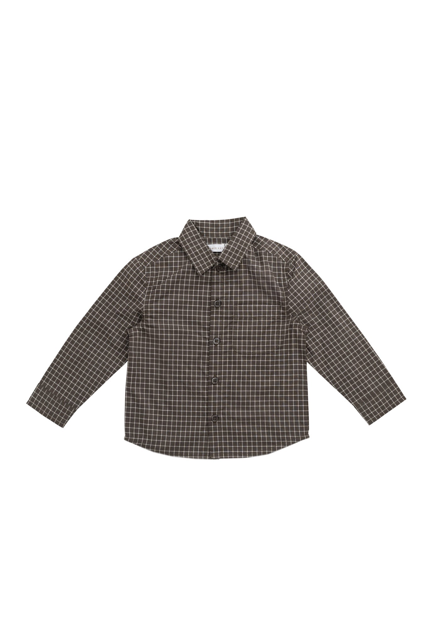 Organic Cotton Isaiah Shirt - Coffee Grid