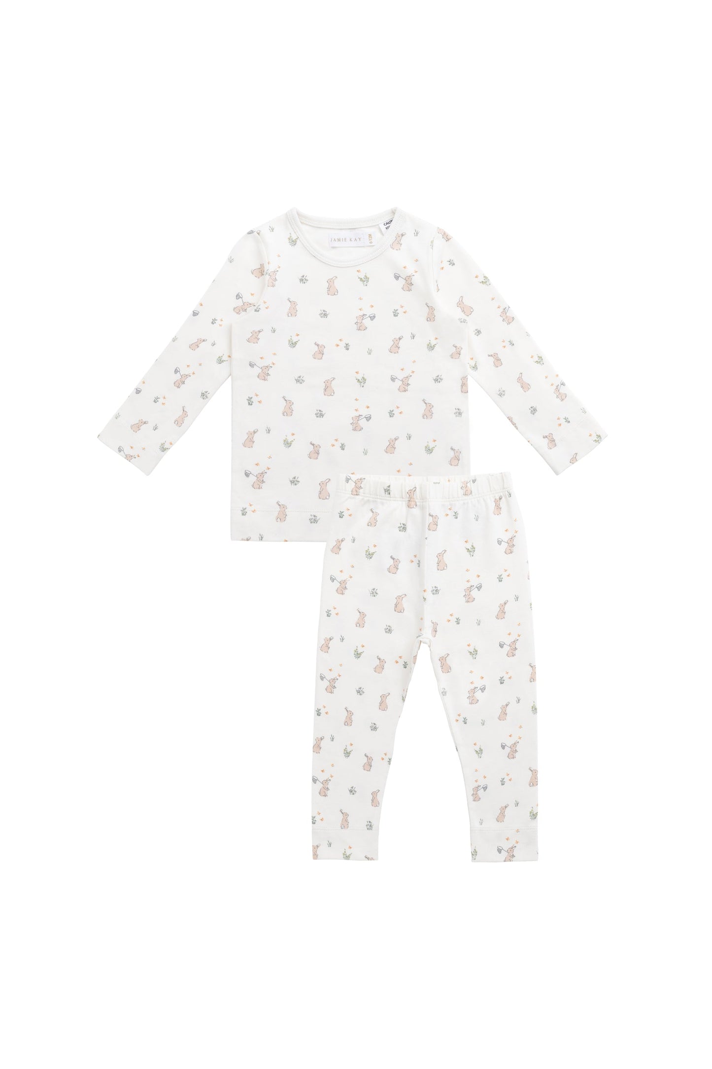 Organic Cotton Jarrah Long Sleeve Pyjama Set - Lapin Jardin Crisp