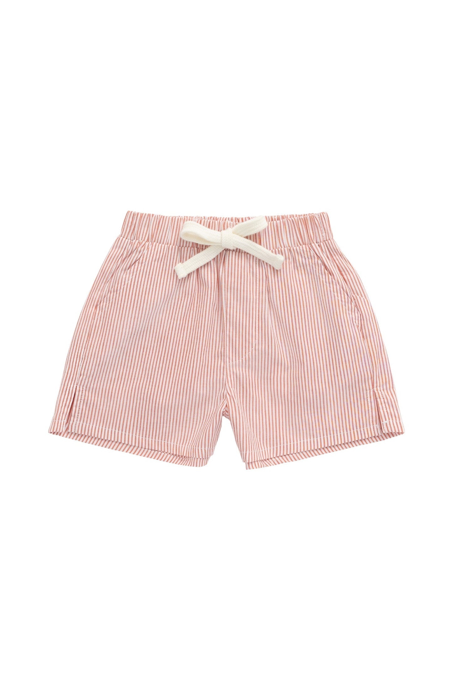 Organic Cotton Silas Short - Terracotta Stripe Terracotta/Egret
