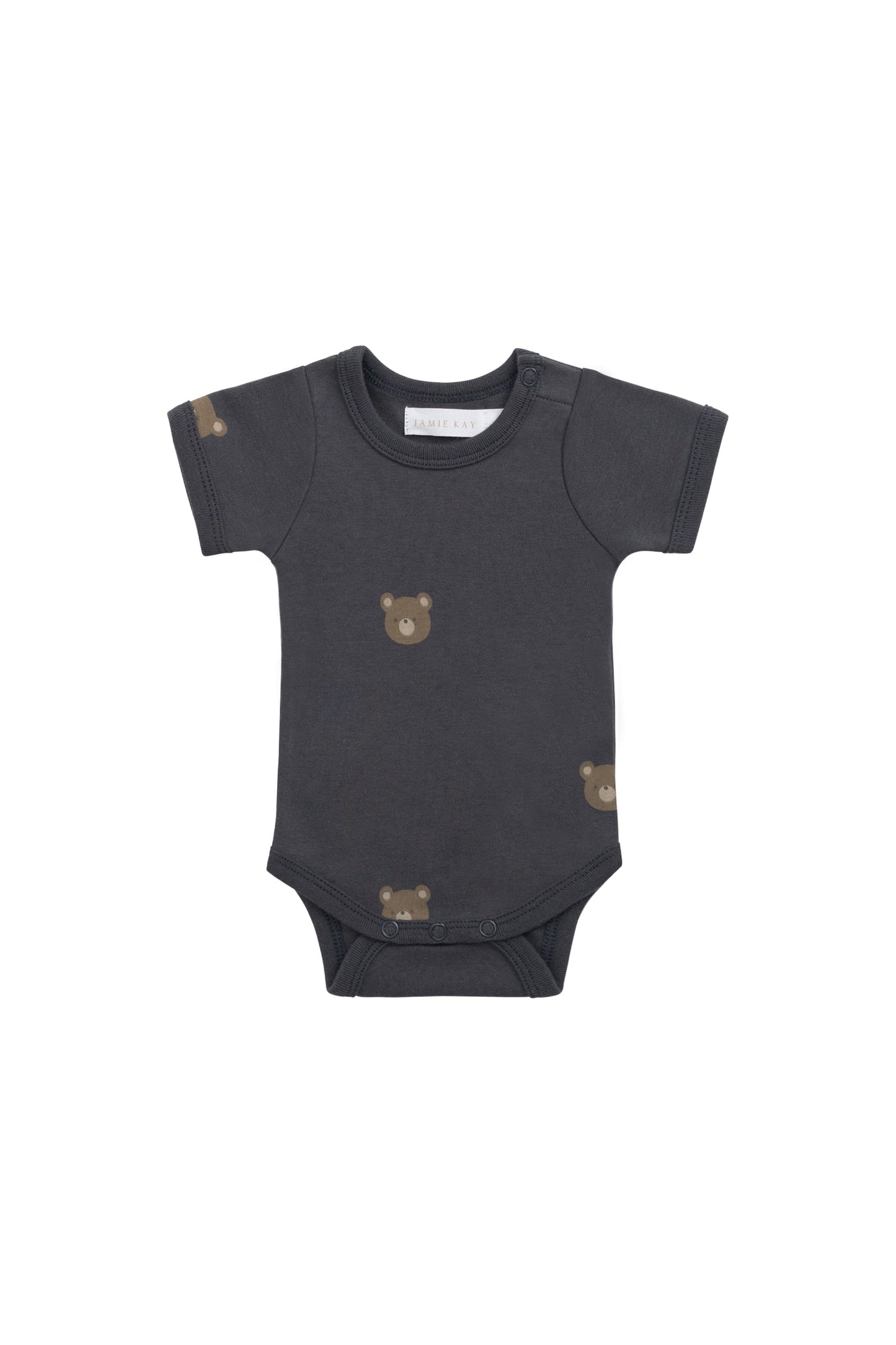 Organic Cotton Hudson Short Sleeve Bodysuit - Bobbie Bears Black Oyster