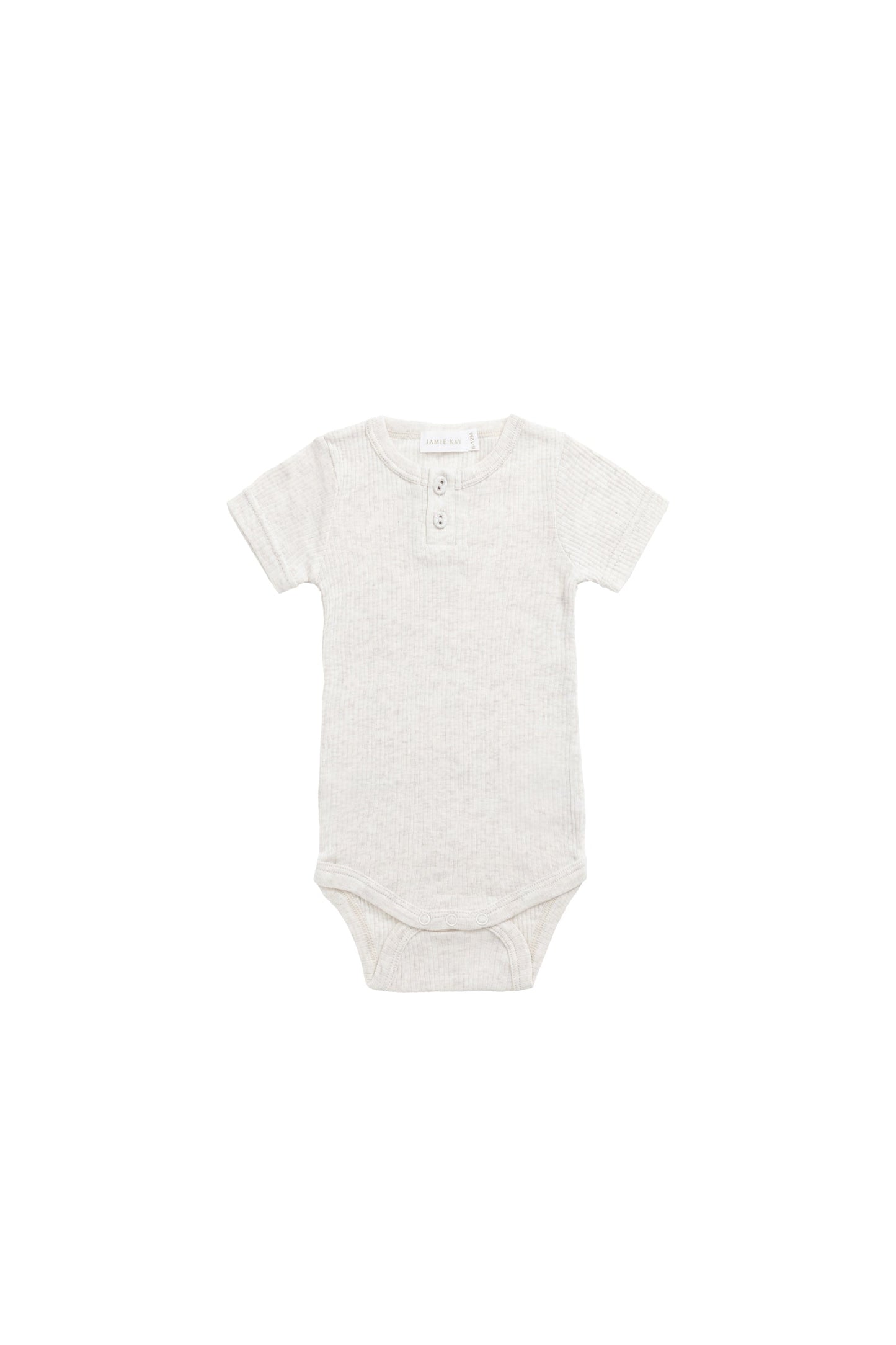 Organic Cotton Modal Darcy Rib Tee Bodysuit - Oatmeal Marle