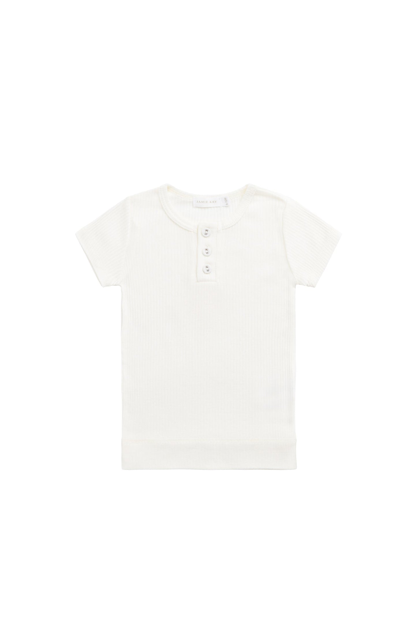 Organic Cotton Modal Henley Tee - Milk
