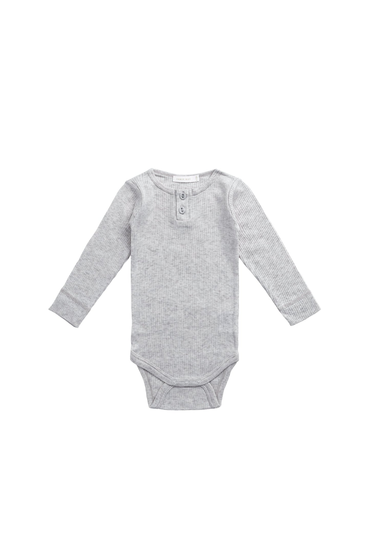 Organic Cotton Modal Long Sleeve Bodysuit - Light Grey Marle