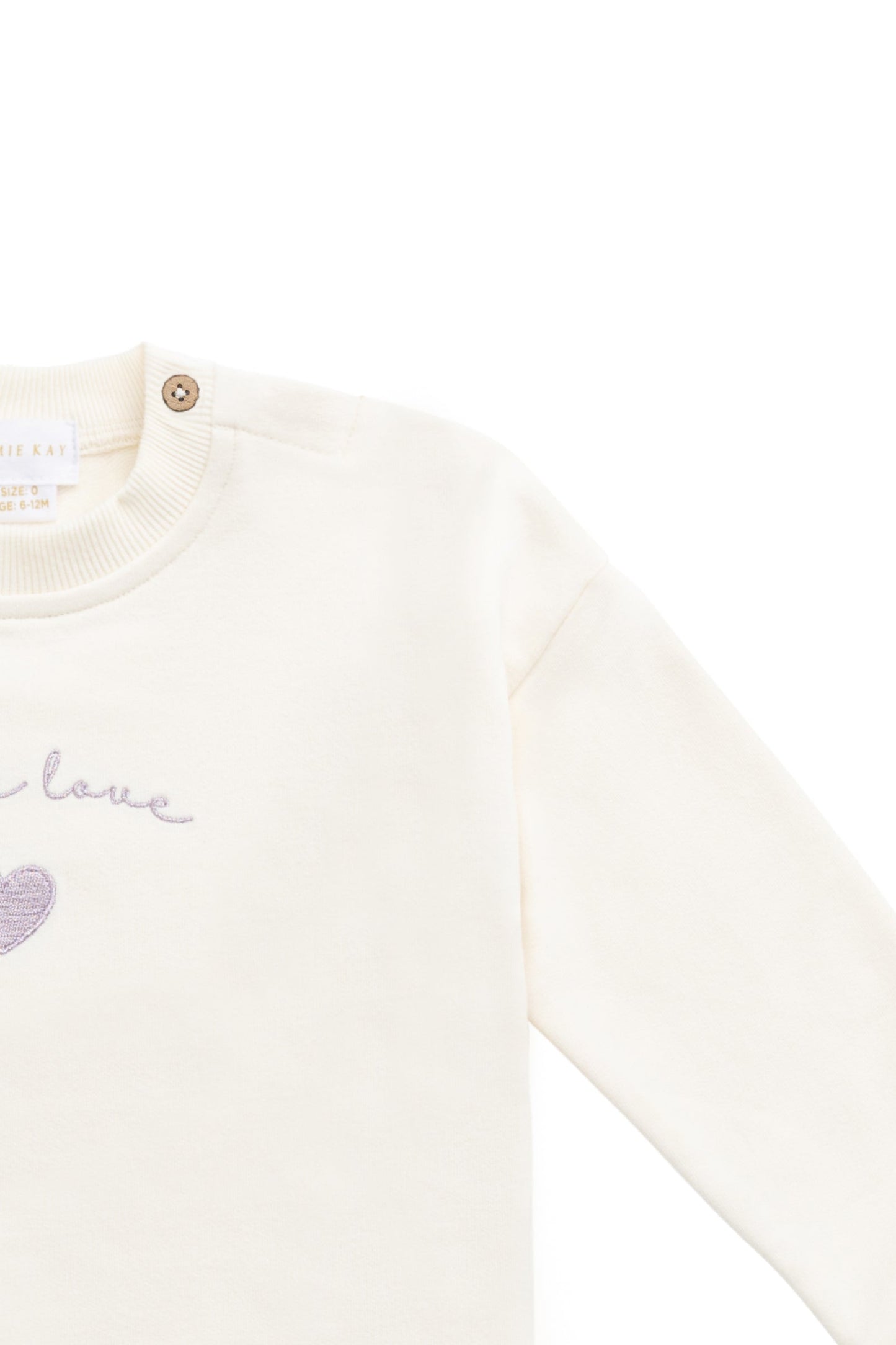 Organic Cotton Bobbie Sweatshirt - Parchment Little Love Violet