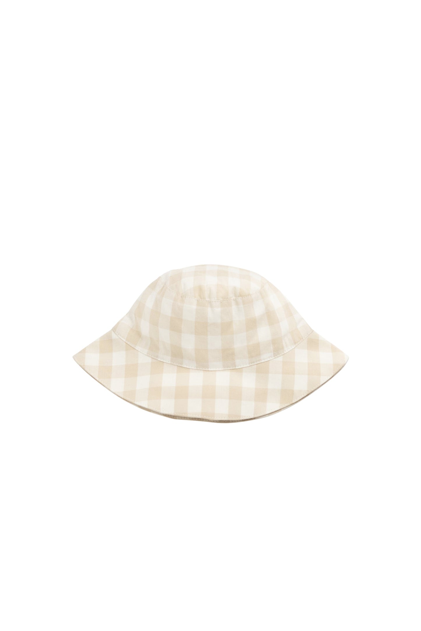 Organic Cotton Bucket Hat - Gingham Pale Khaki