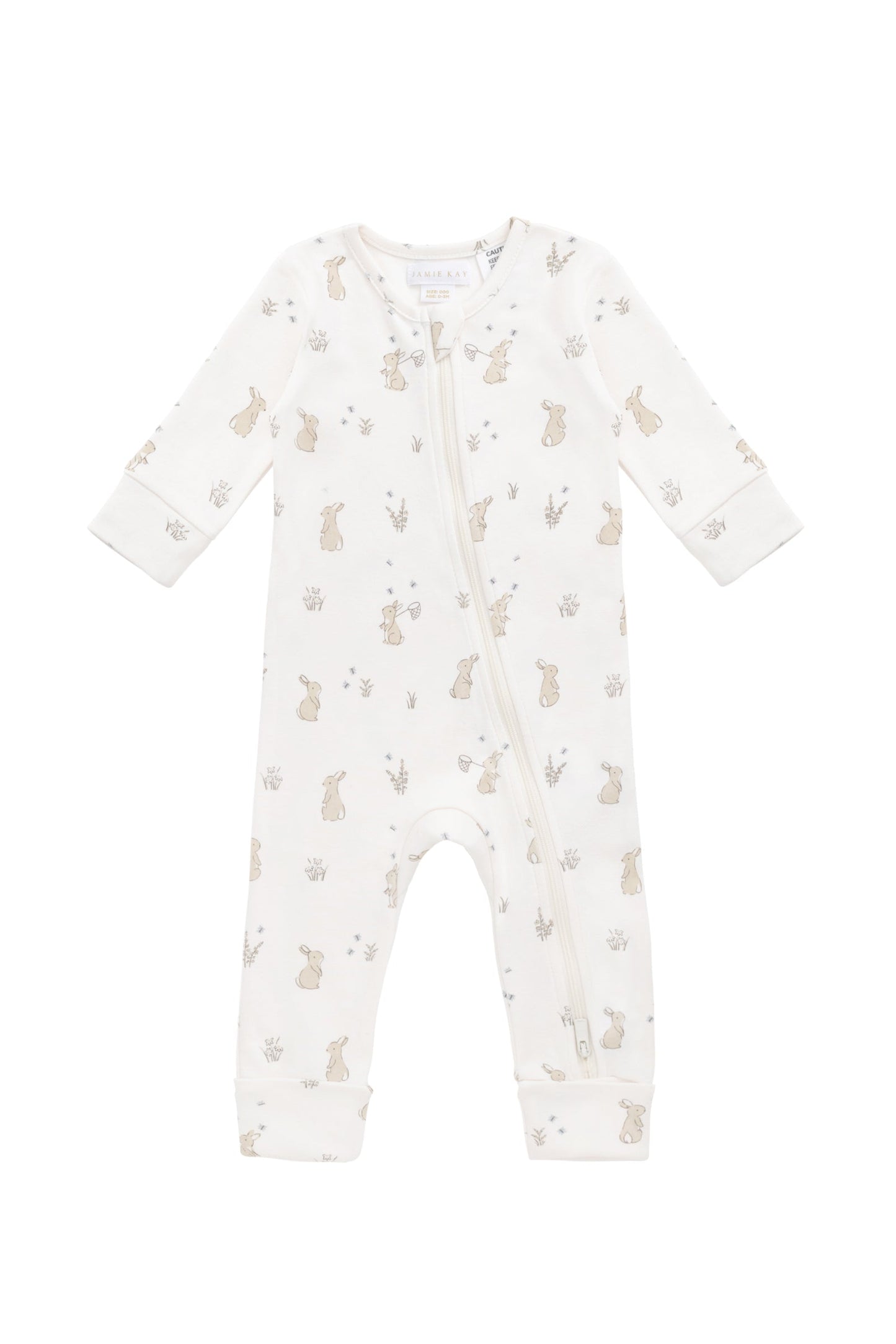 Organic Cotton Reese Zip Onepiece - Lapin Jardin