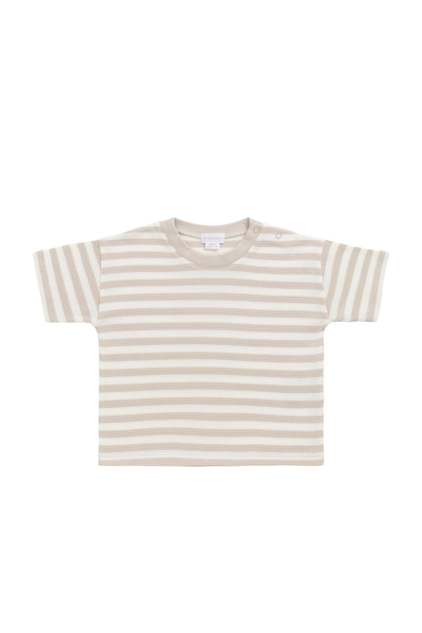 Organic Cotton Waffle Leith Tee - Staple Stripe Oat/Cloud