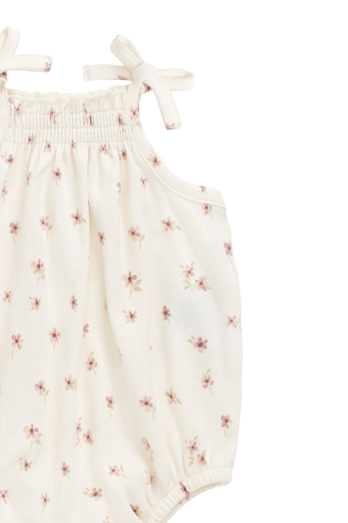 Organic Cotton Cassie Playsuit - Simple Flowers Egret