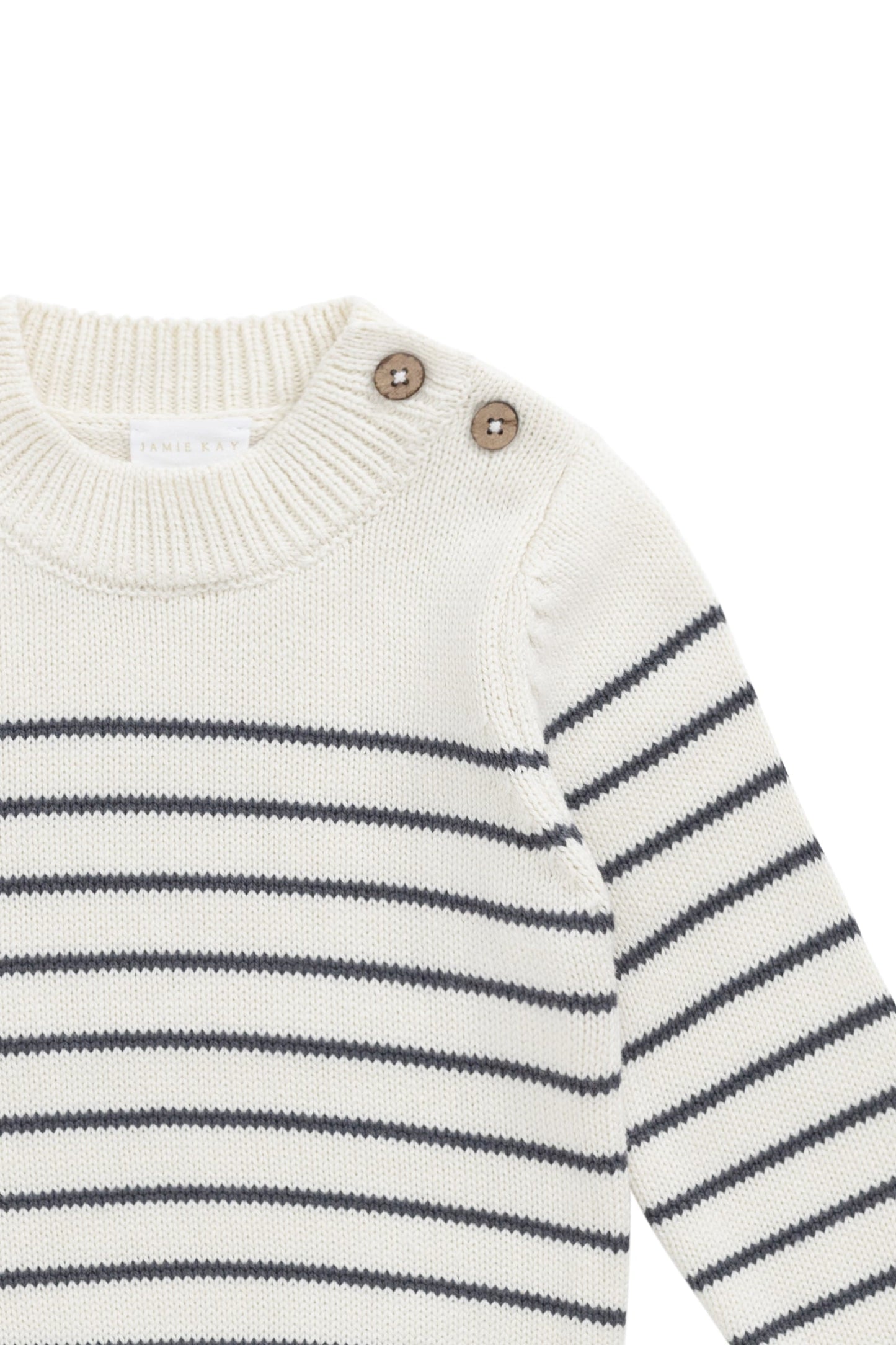 Malcolm Knitted Jumper - Malcolm Stripe Cloud/Atlantic