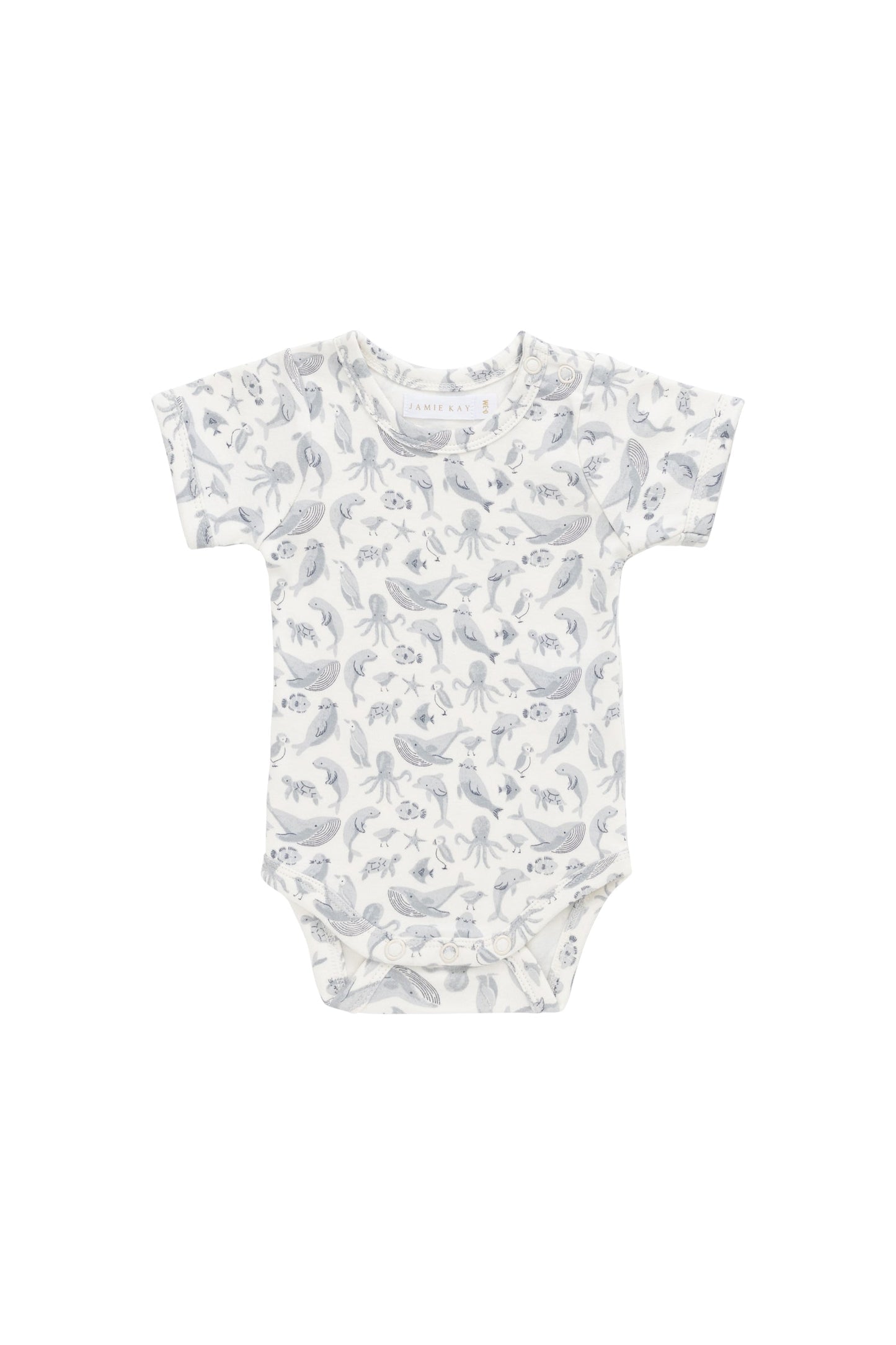 Organic Cotton Hudson Short Sleeve Bodysuit - Sea Life