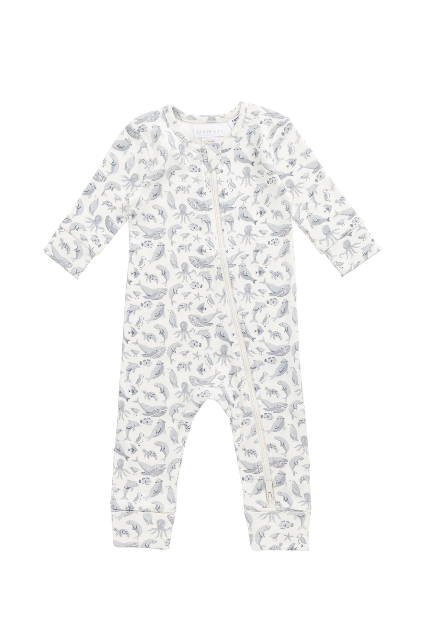 Organic Cotton Reese Zip Onepiece - Sea Life