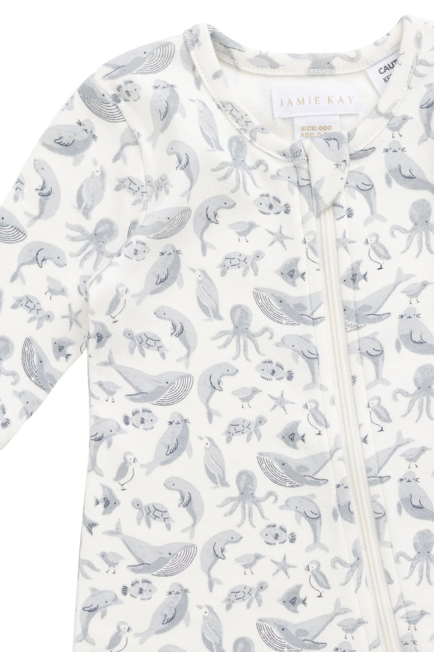 Organic Cotton Reese Zip Onepiece - Sea Life