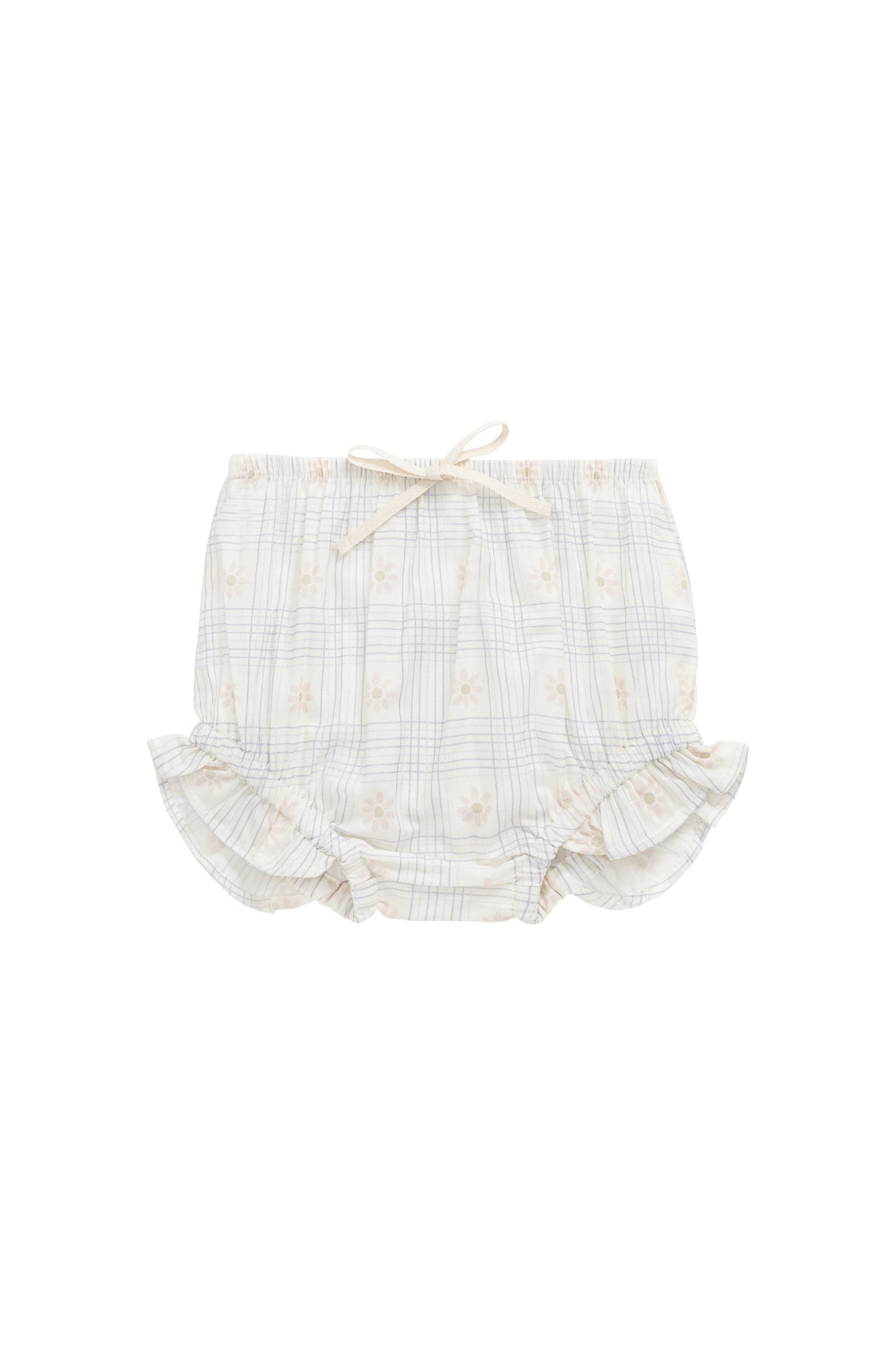 Organic Cotton Voile Frill Bloomer - Marguerite Egret