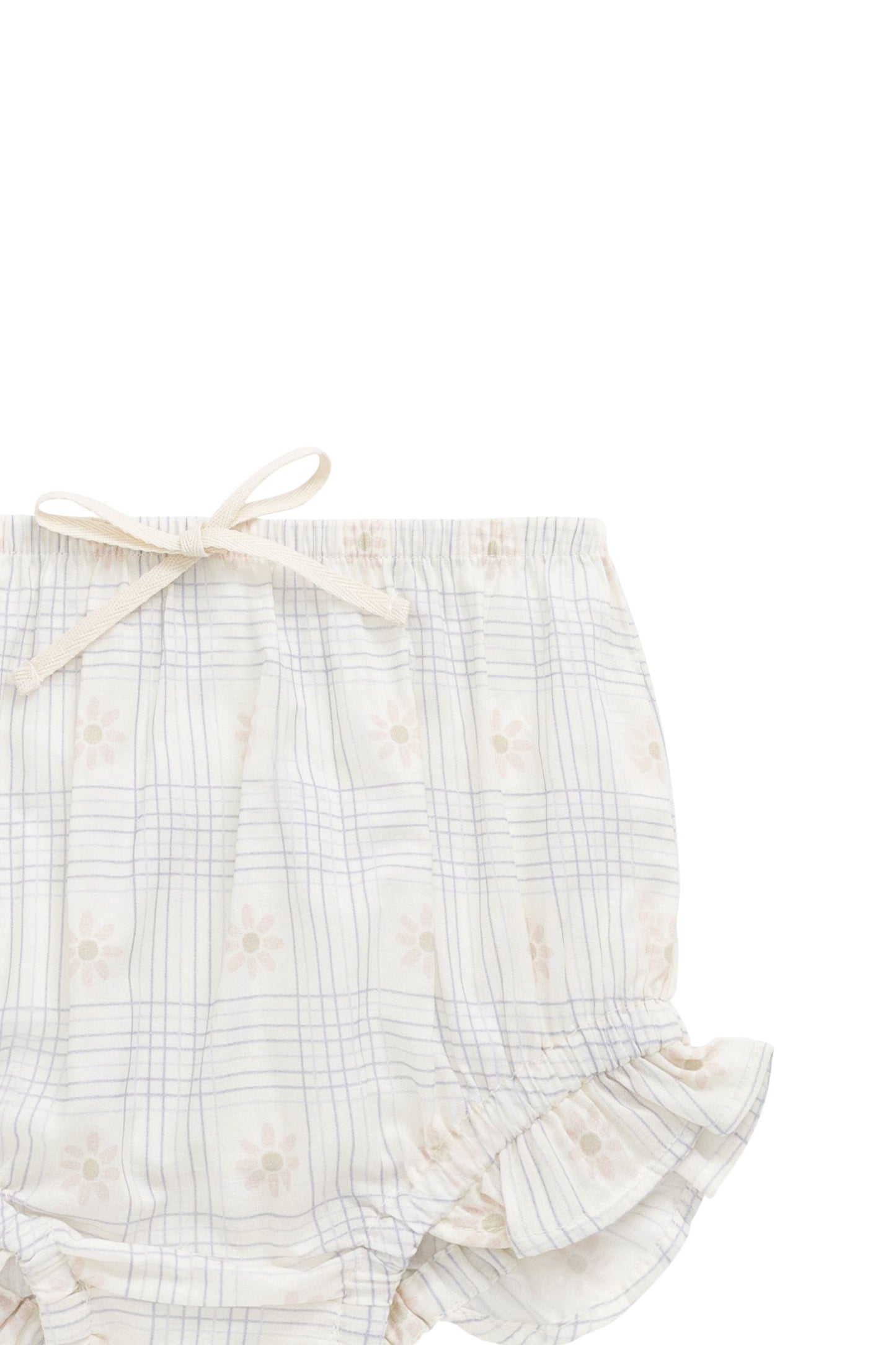 Organic Cotton Voile Frill Bloomer - Marguerite Egret