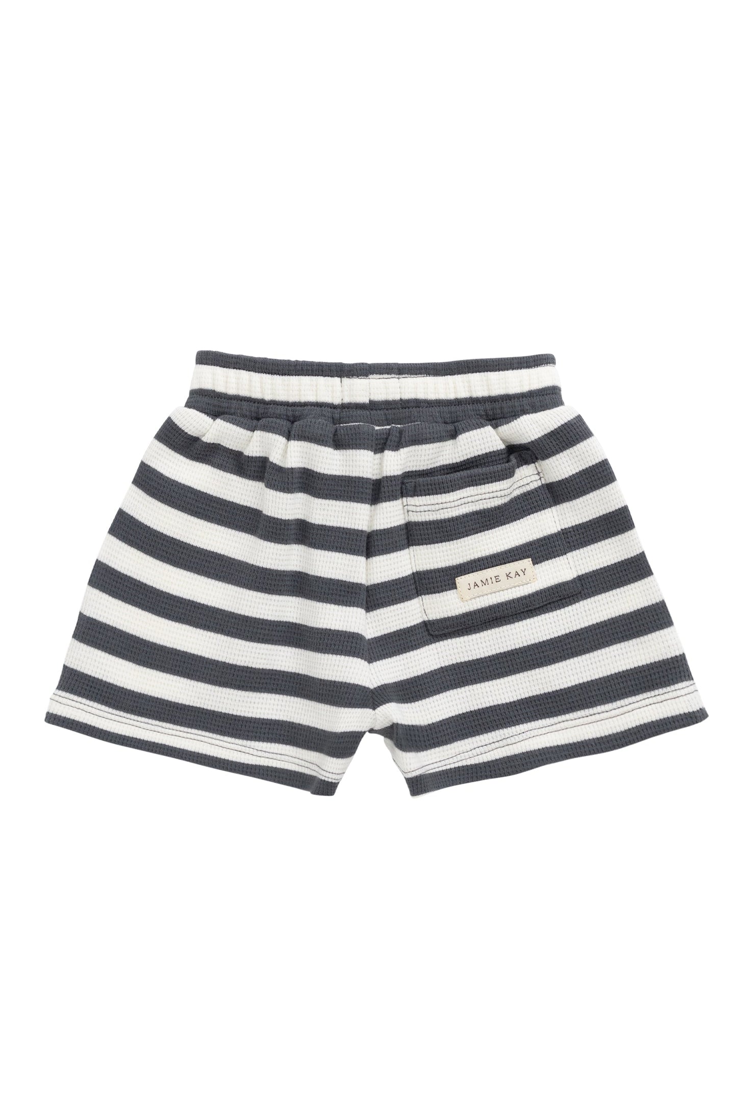 Organic Cotton Waffle Leith Short - Oliver Stripe Atlantic/Cloud