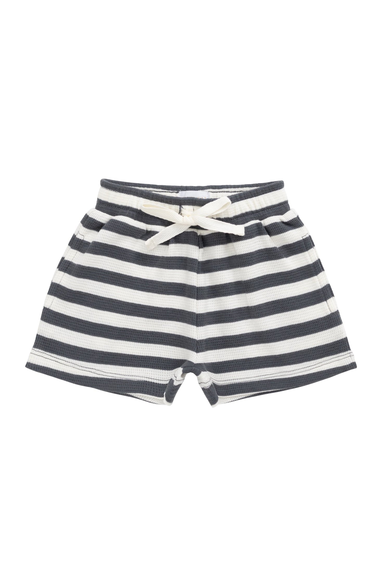 Organic Cotton Waffle Leith Short - Oliver Stripe Atlantic/Cloud