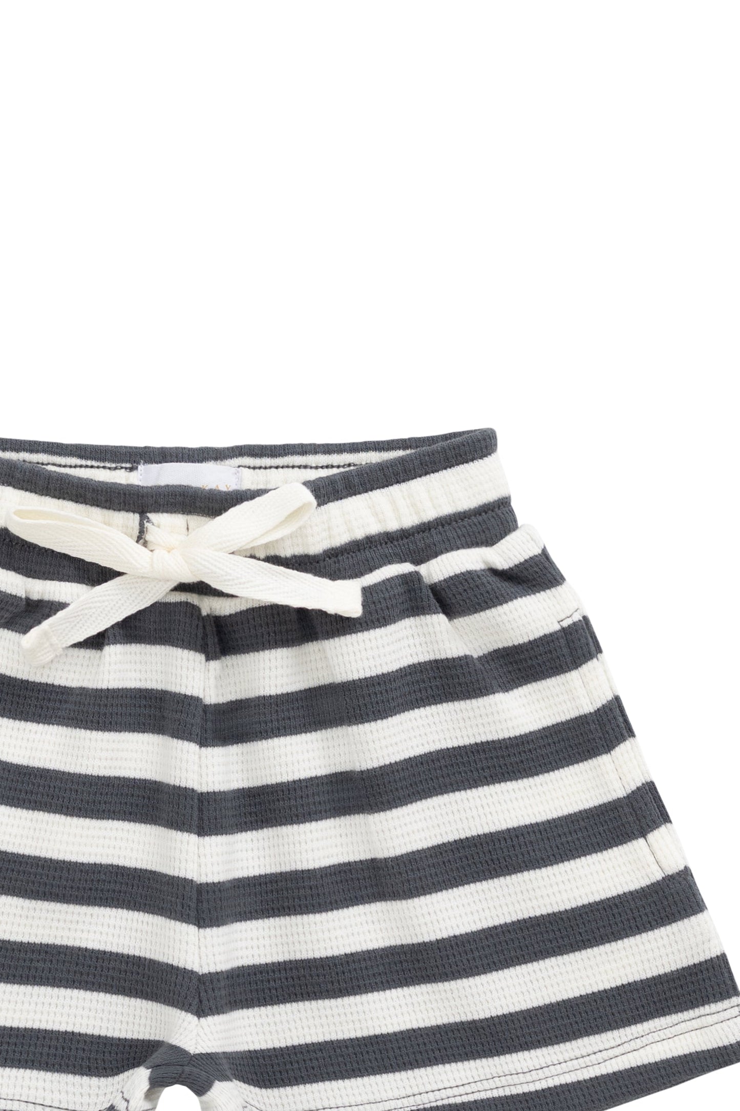 Organic Cotton Waffle Leith Short - Oliver Stripe Atlantic/Cloud