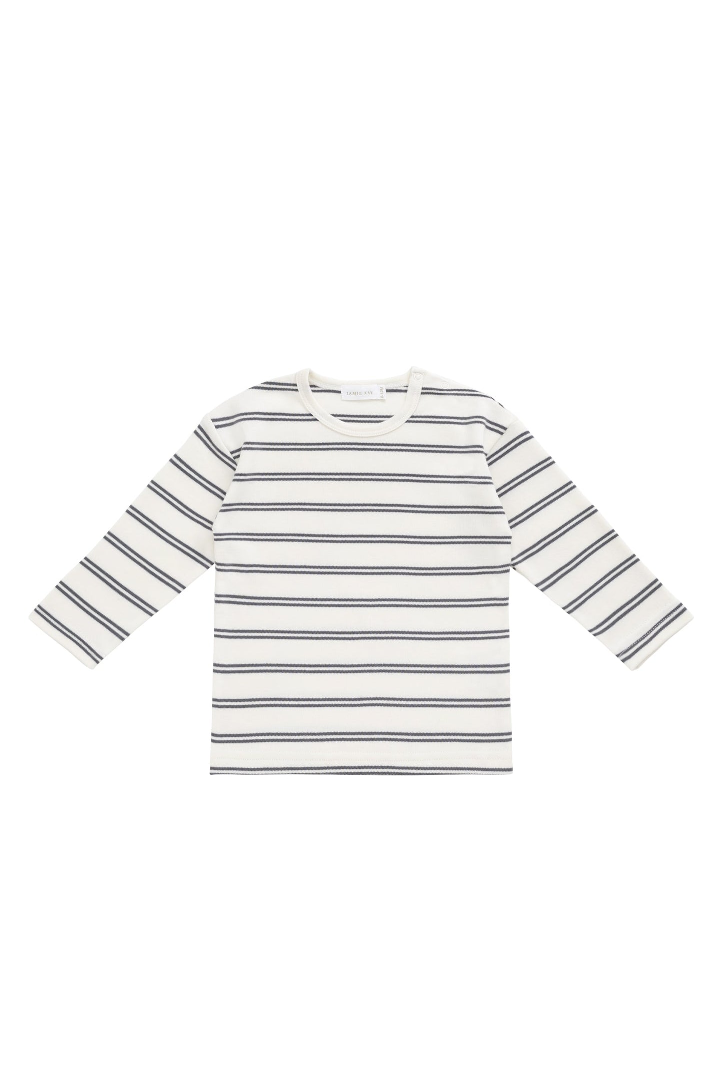 Pima Cotton Arnold Long Sleeve Top - Dual Stripe Atlantic/Cloud