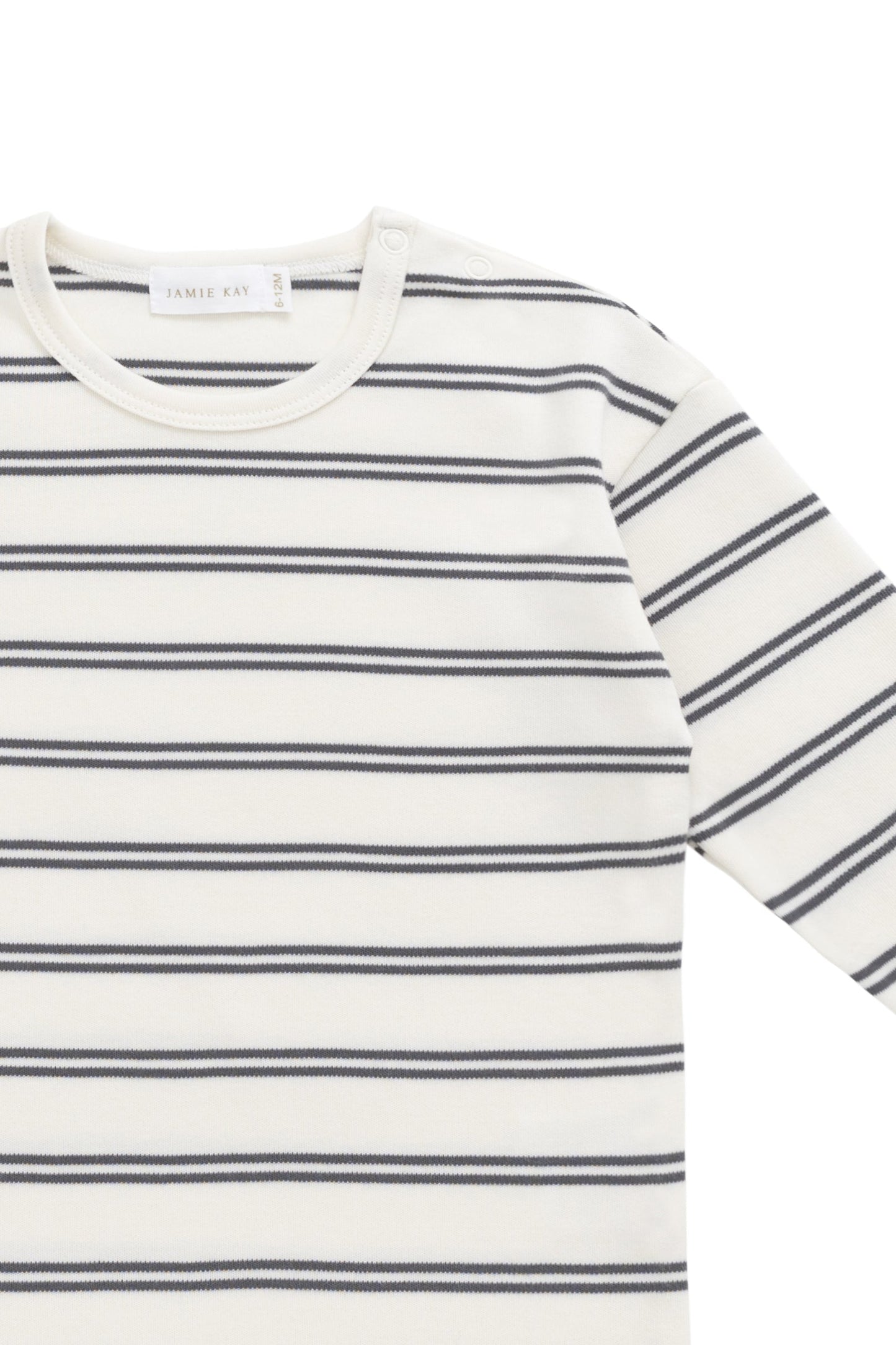 Pima Cotton Arnold Long Sleeve Top - Dual Stripe Atlantic/Cloud