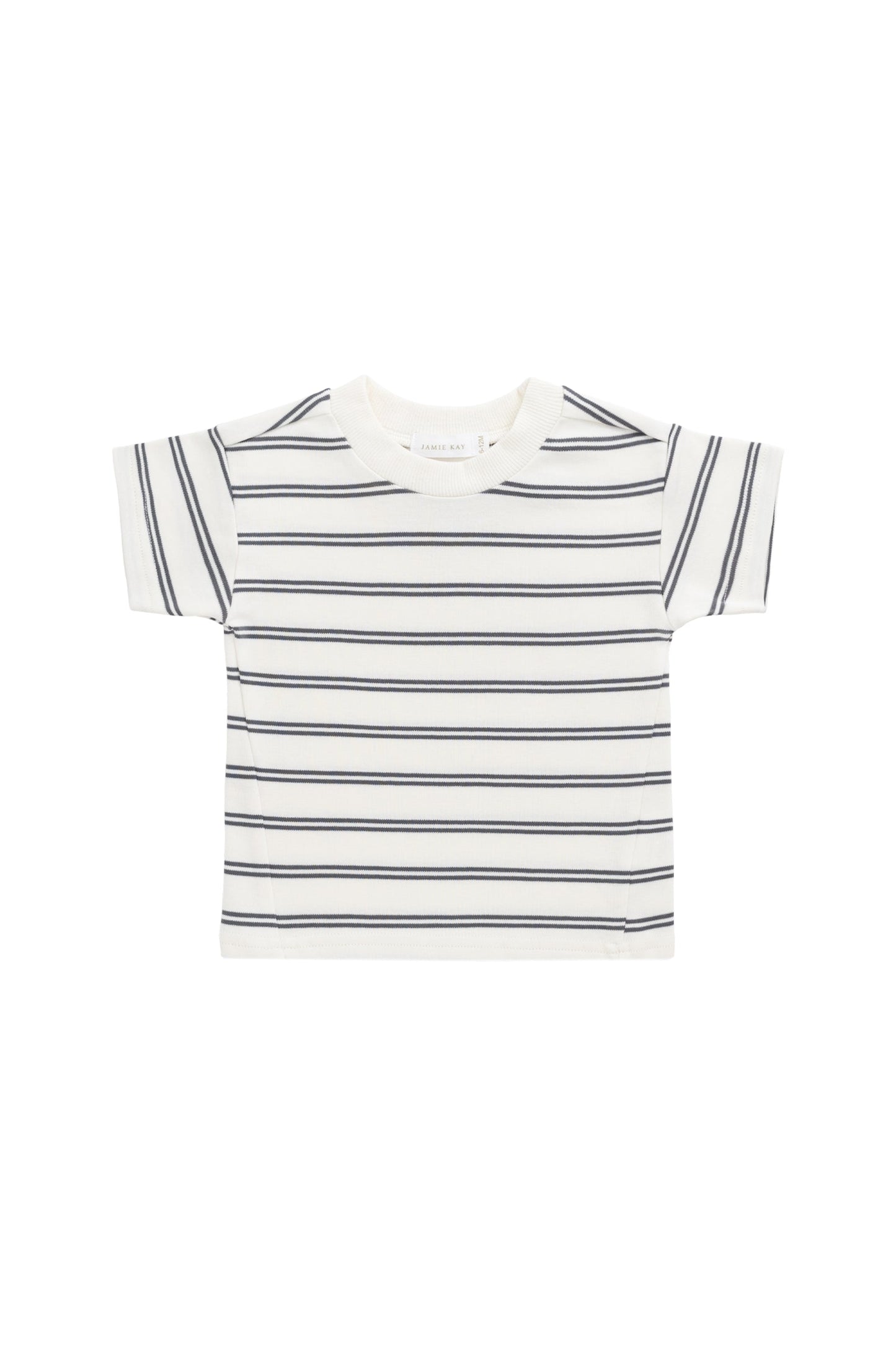Pima Cotton Otis Tee - Dual Stripe Atlantic/Cloud