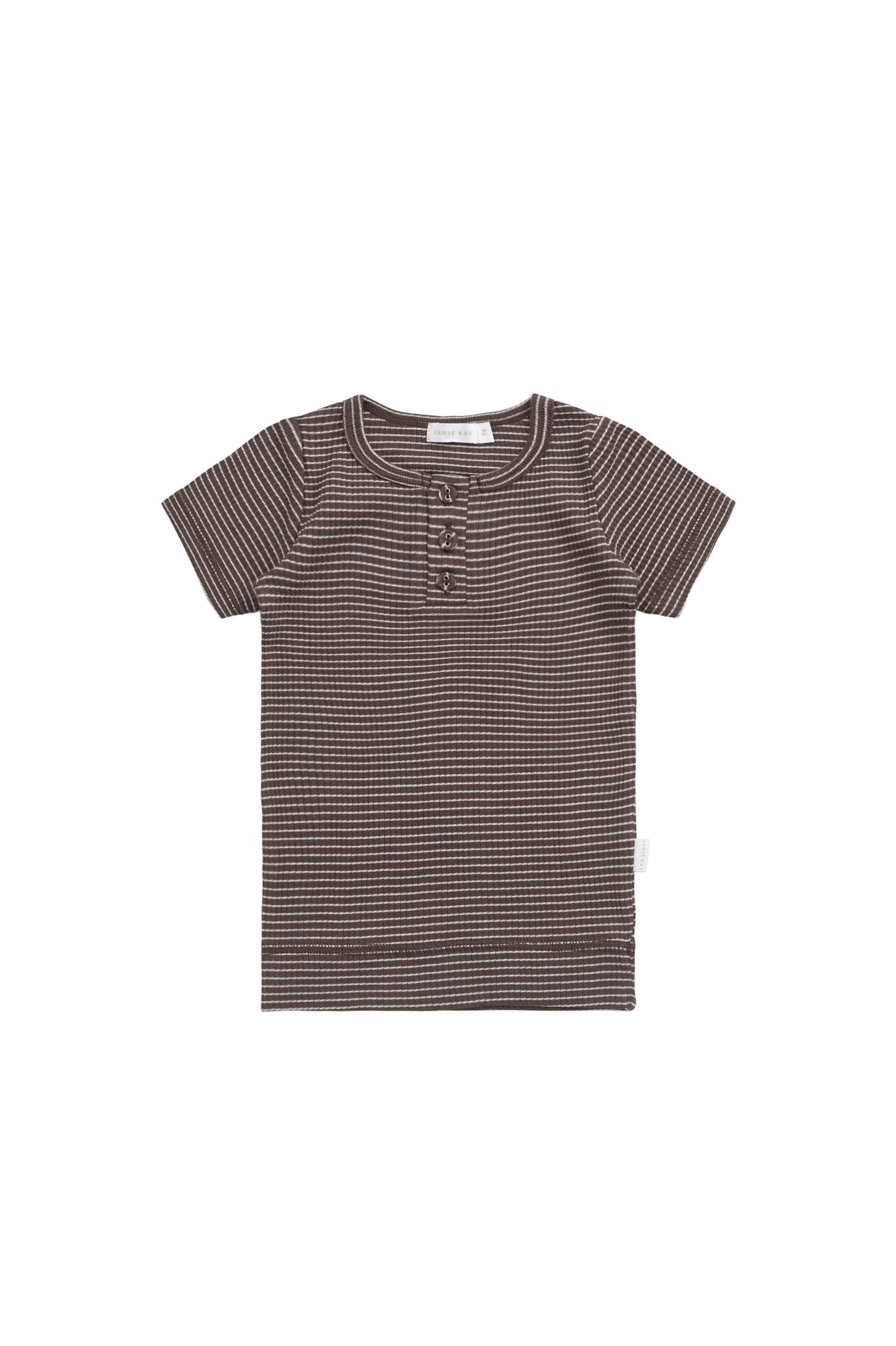 Organic Cotton Modal Henley Tee - Little Stripe Earth/Cloud
