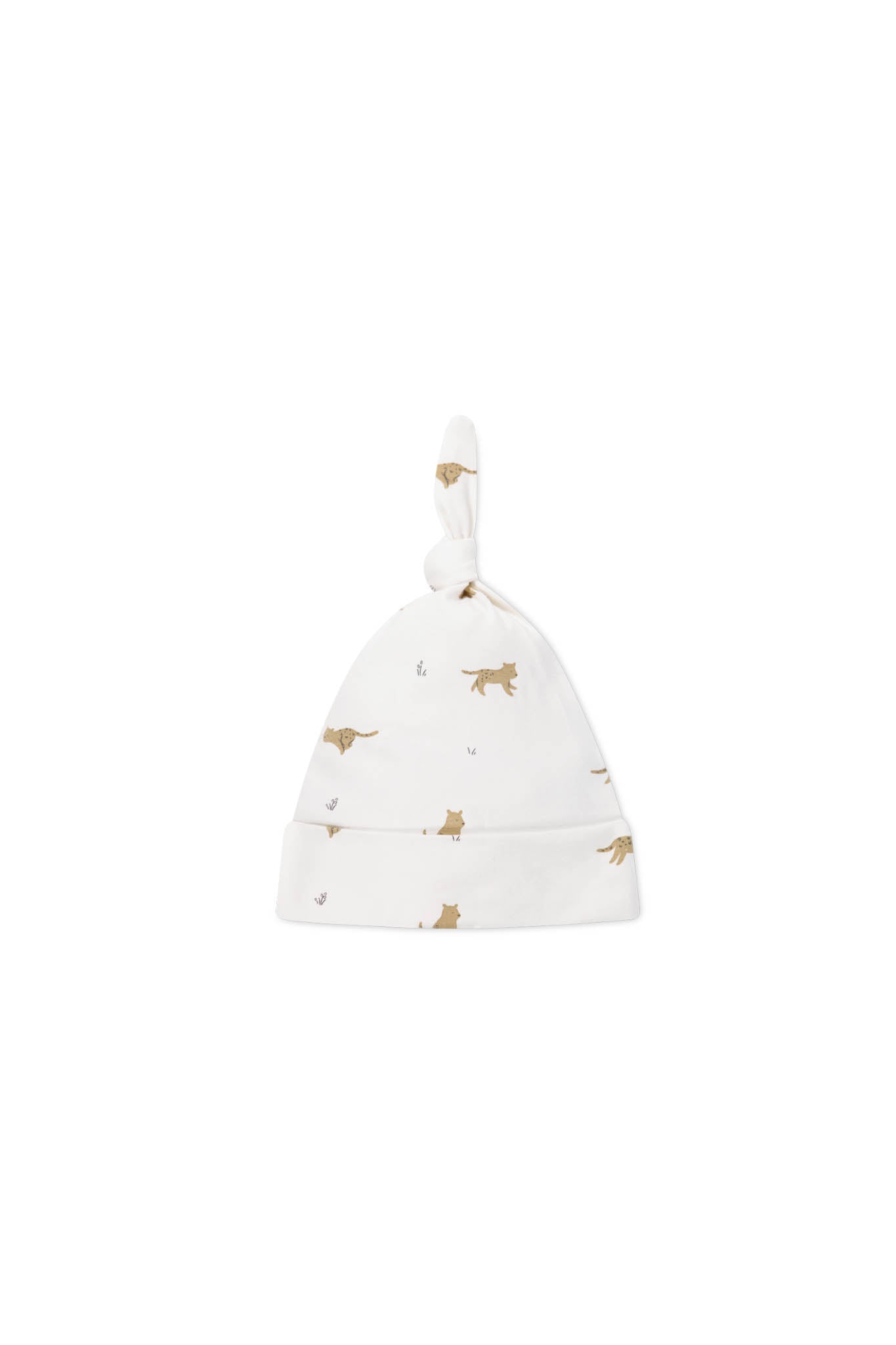 Organic Cotton Knot Beanie - Lenny Leopard Cloud
