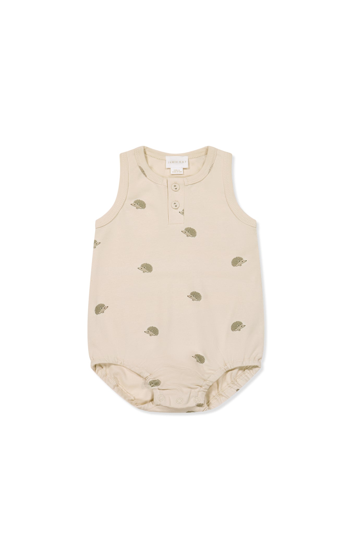 Pima Cotton Noah Playsuit - Henry Hedgehog Birch