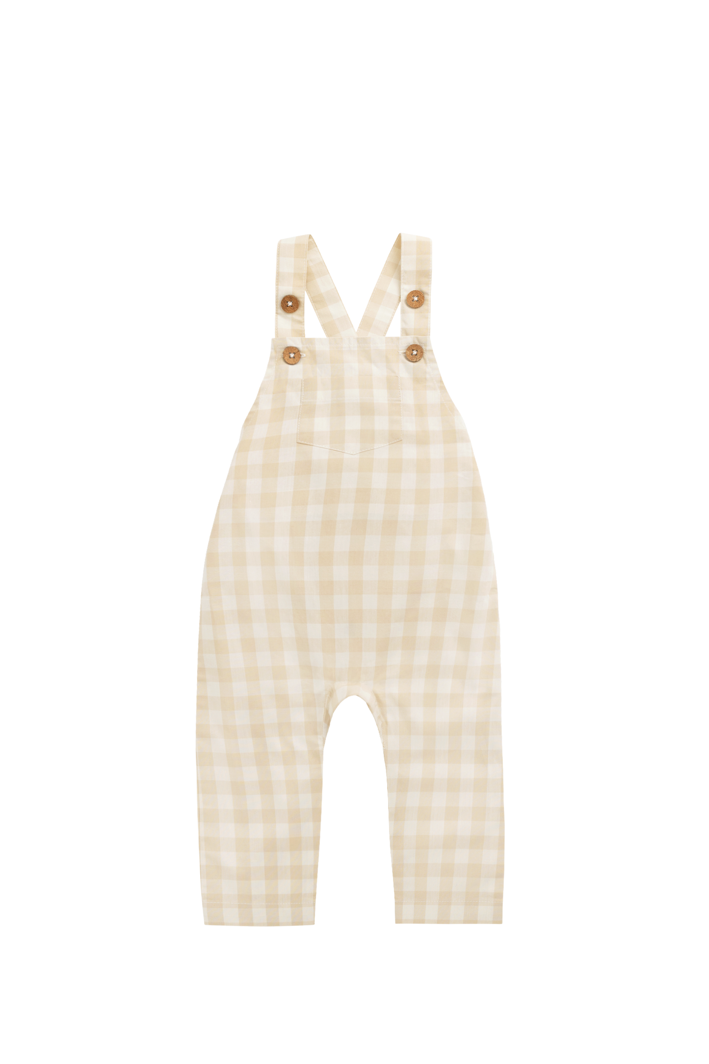 Organic Cotton Kingston Overall - Gingham Pale Khaki