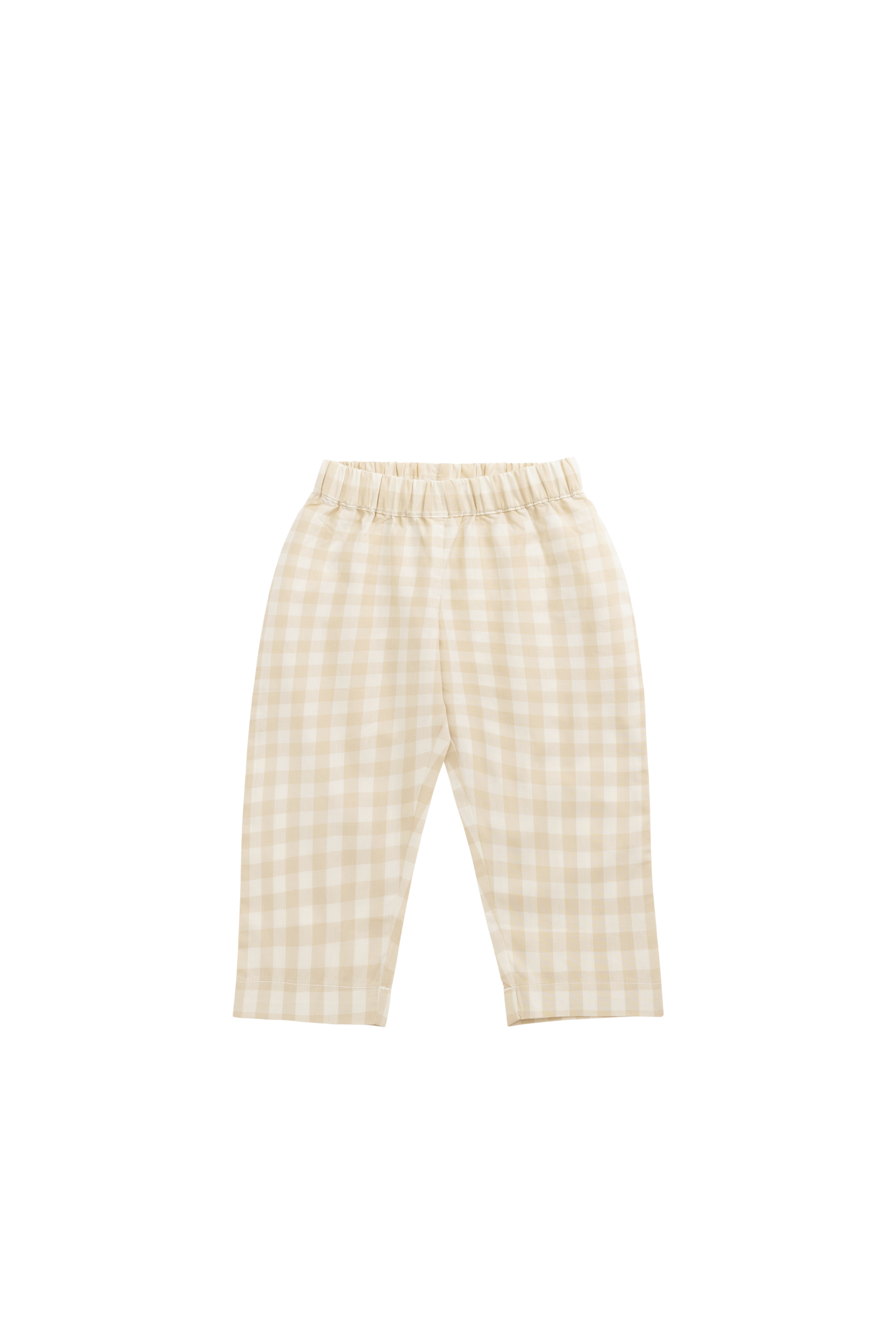 Organic Cotton Kingston Pant - Gingham Pale Khaki