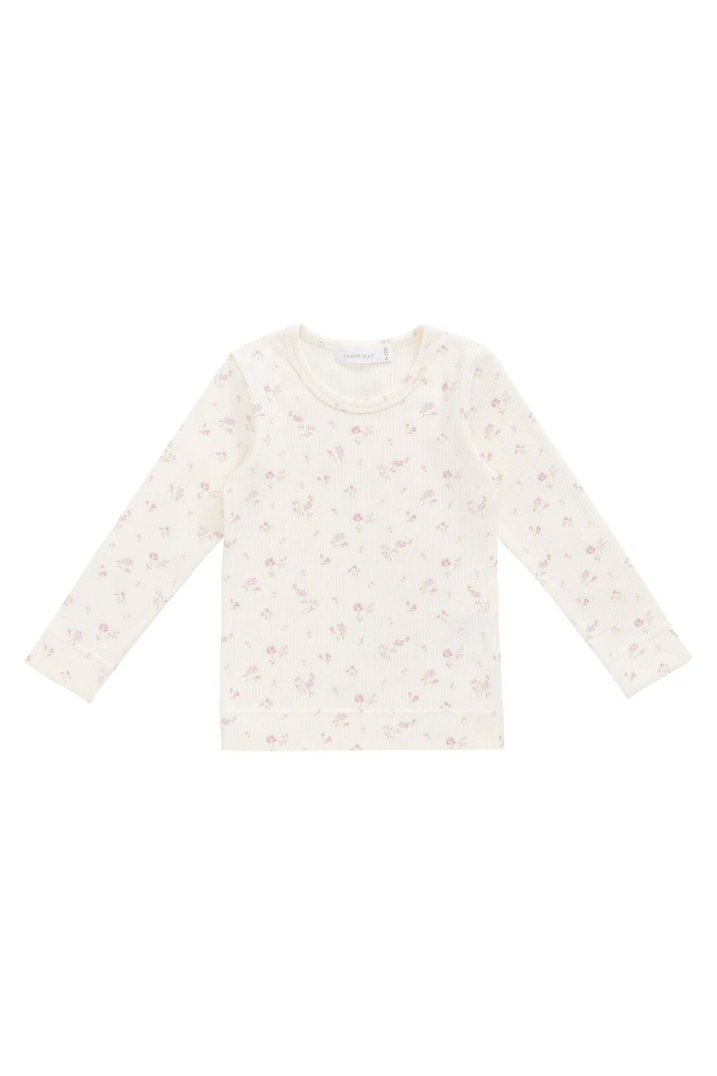 Organic Cotton Fine Rib Long Sleeve Top - Caroline Egret