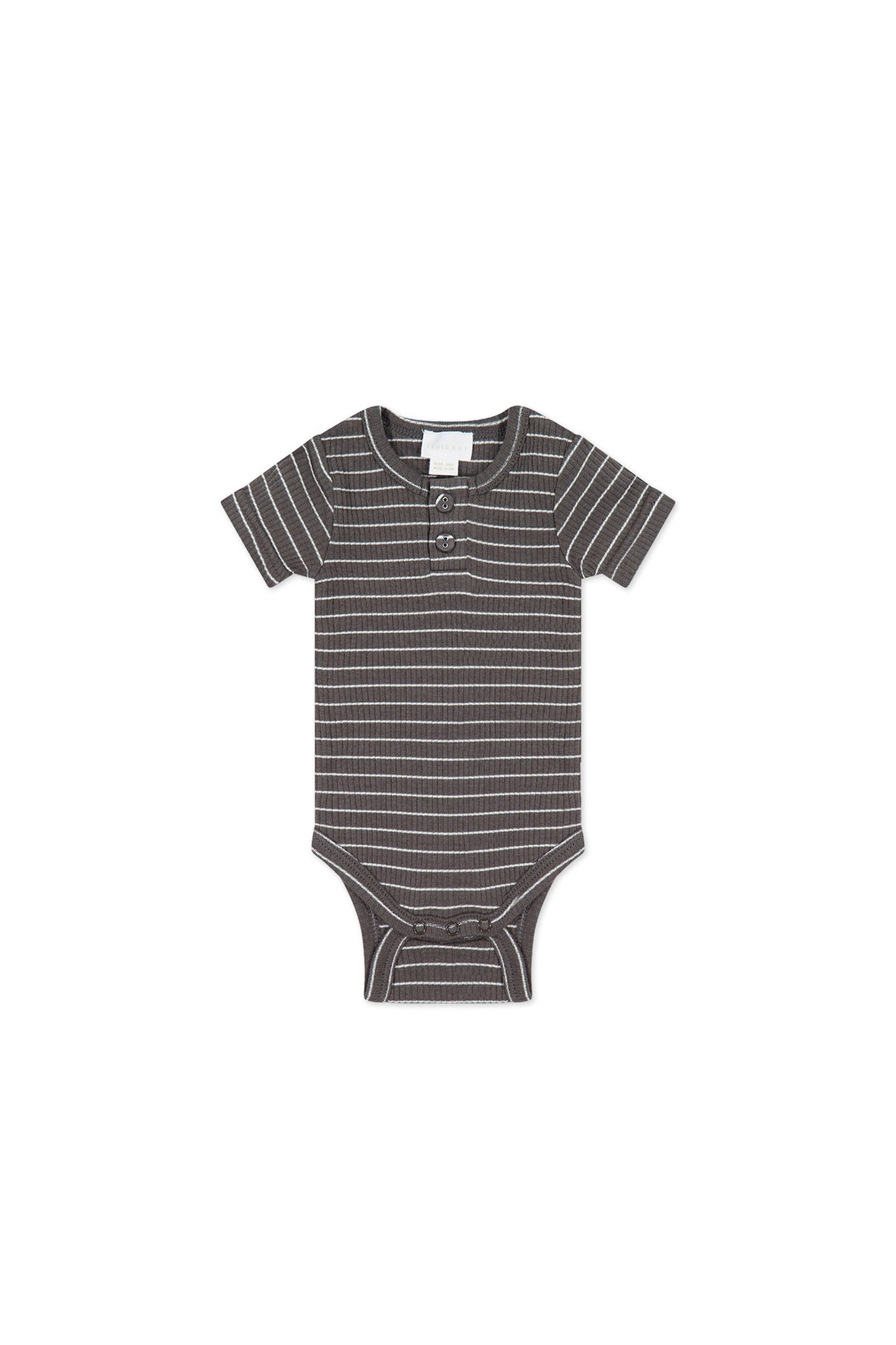 Organic Cotton Modal Darcy Rib Tee Bodysuit - Daily Stripe Wolf/Cloud