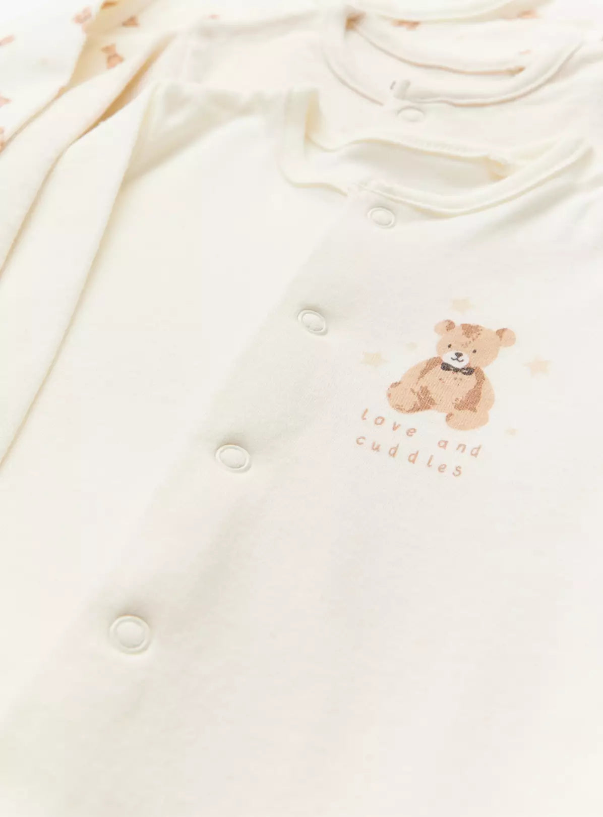 Cream Bear Print Sleepsuits 5 Pack 12-18 months
