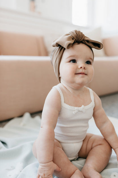 Organic Cotton Modal Singlet Bodysuit  - Milk