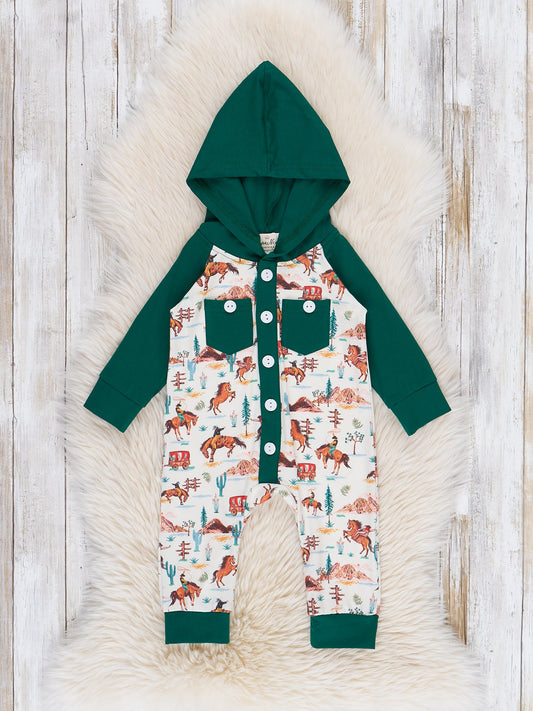 Vintage Wild West Hooded Romper