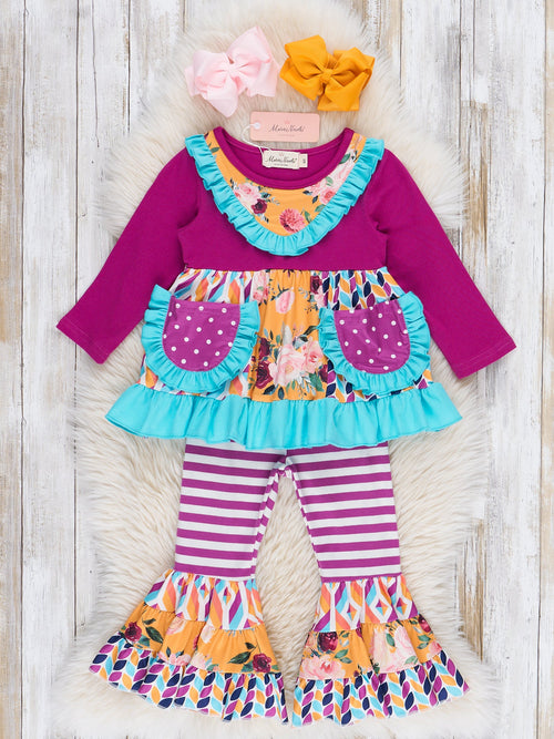 Pocket Flara Bells Outfit - Mulberry
