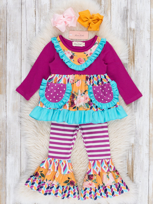 Pocket Flara Bells Outfit - Mulberry