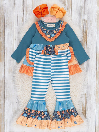 Pocket Flara Bells Outfit - Blue Grey