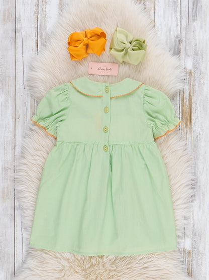 Smocked Embroidered Sweet Pea Pumpkin Dress