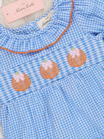 Pumpkin Posh Cutie Embroidered Smocked Bubble